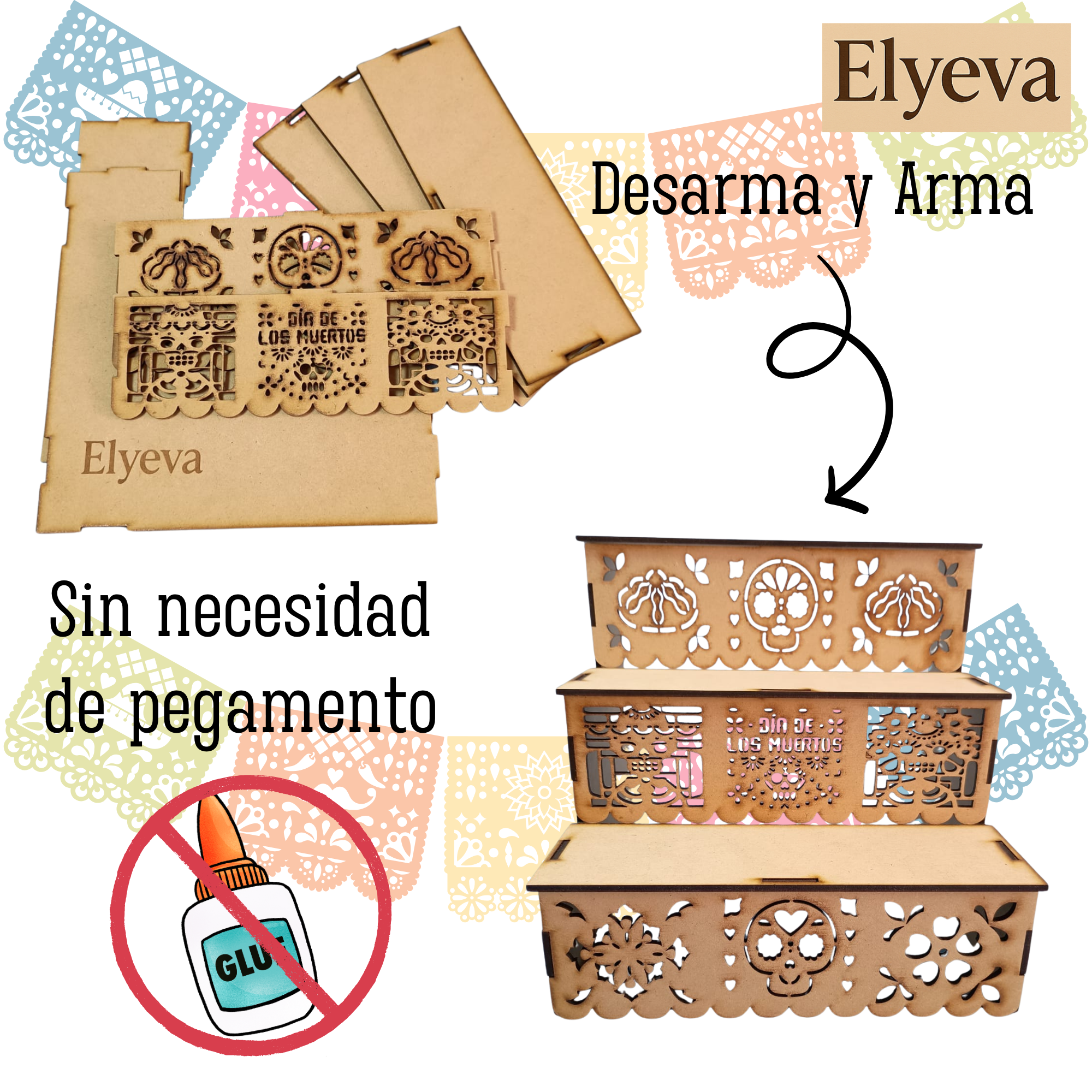  Decoración Halloween Ofrenda Día De Muertos Altar Decorativo MDF