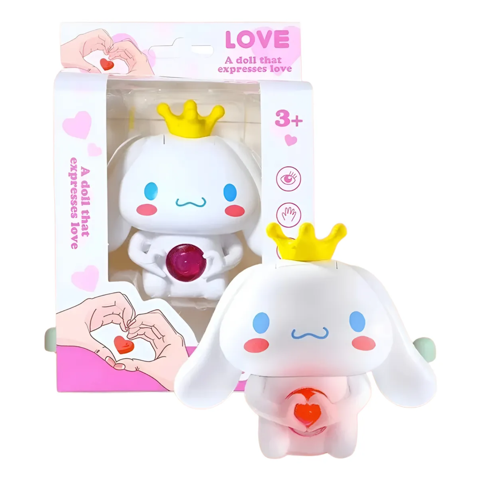 Figura Coleccionable de Juguete Personaje de Cinnamoroll Con Luz Led Corazón Anime de Sanrio de Alta Calidad y Diseño