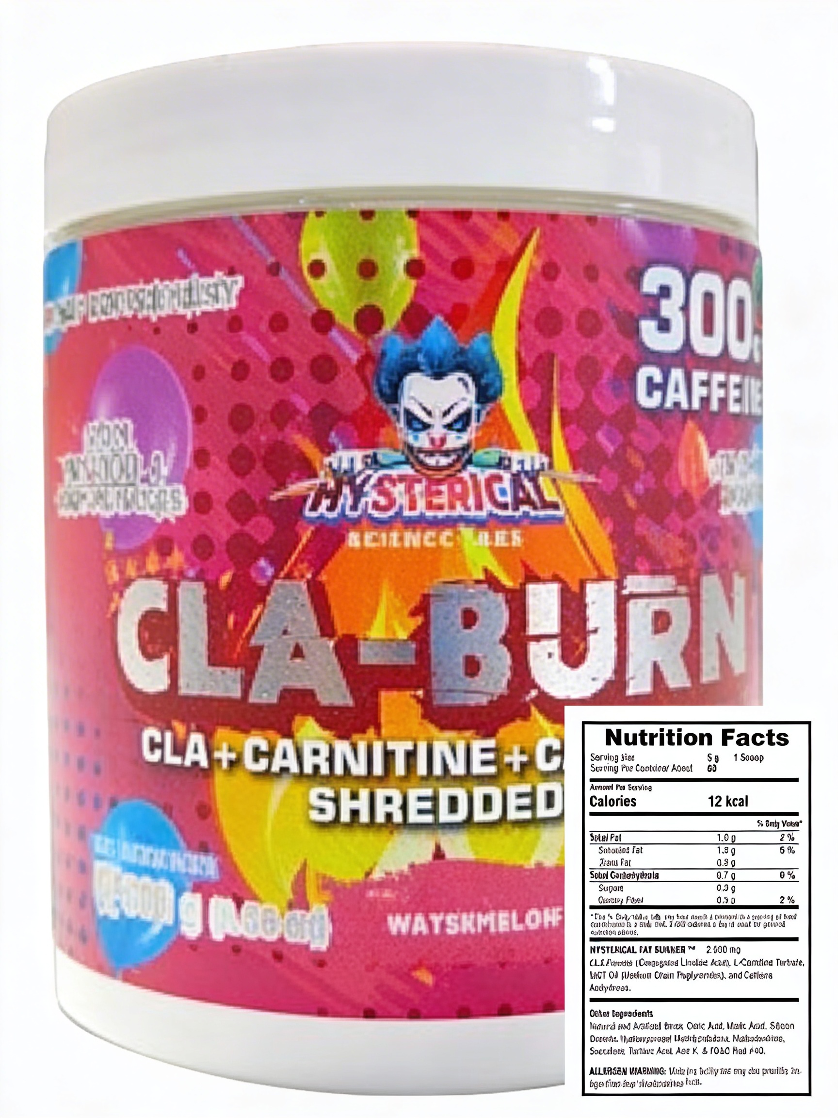 actyl l carnitine CLA-BURN Hysterical Science CLA L-Carnitina Cafeína 300g 60 servicios