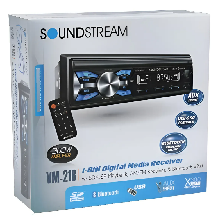 Autoestéreo para auto Soundstream VM-21B con USB, bluetooth