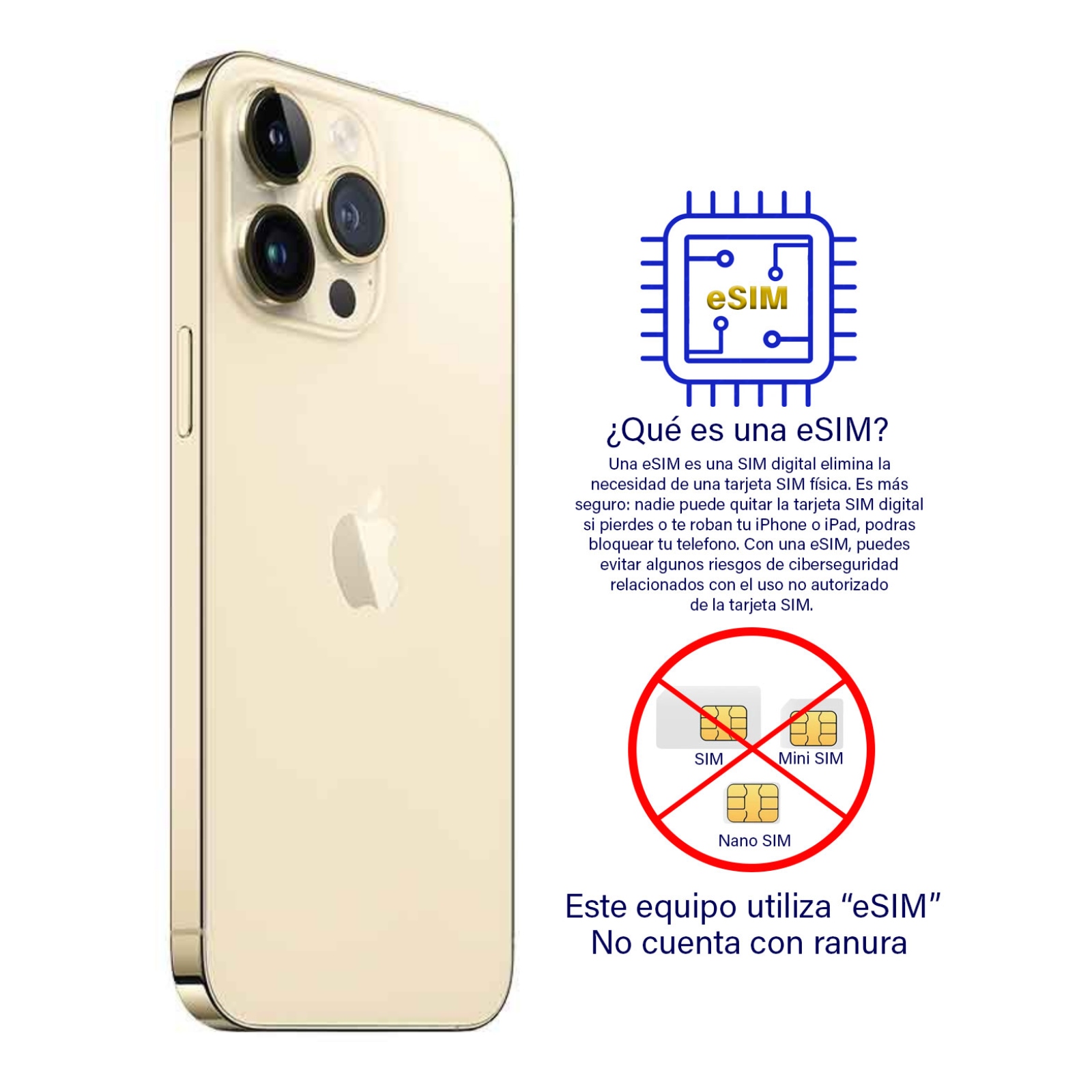 iPhone 14 Pro 256GB Dorado eSIM Reacondicionado en Excelente Estado con Garantía