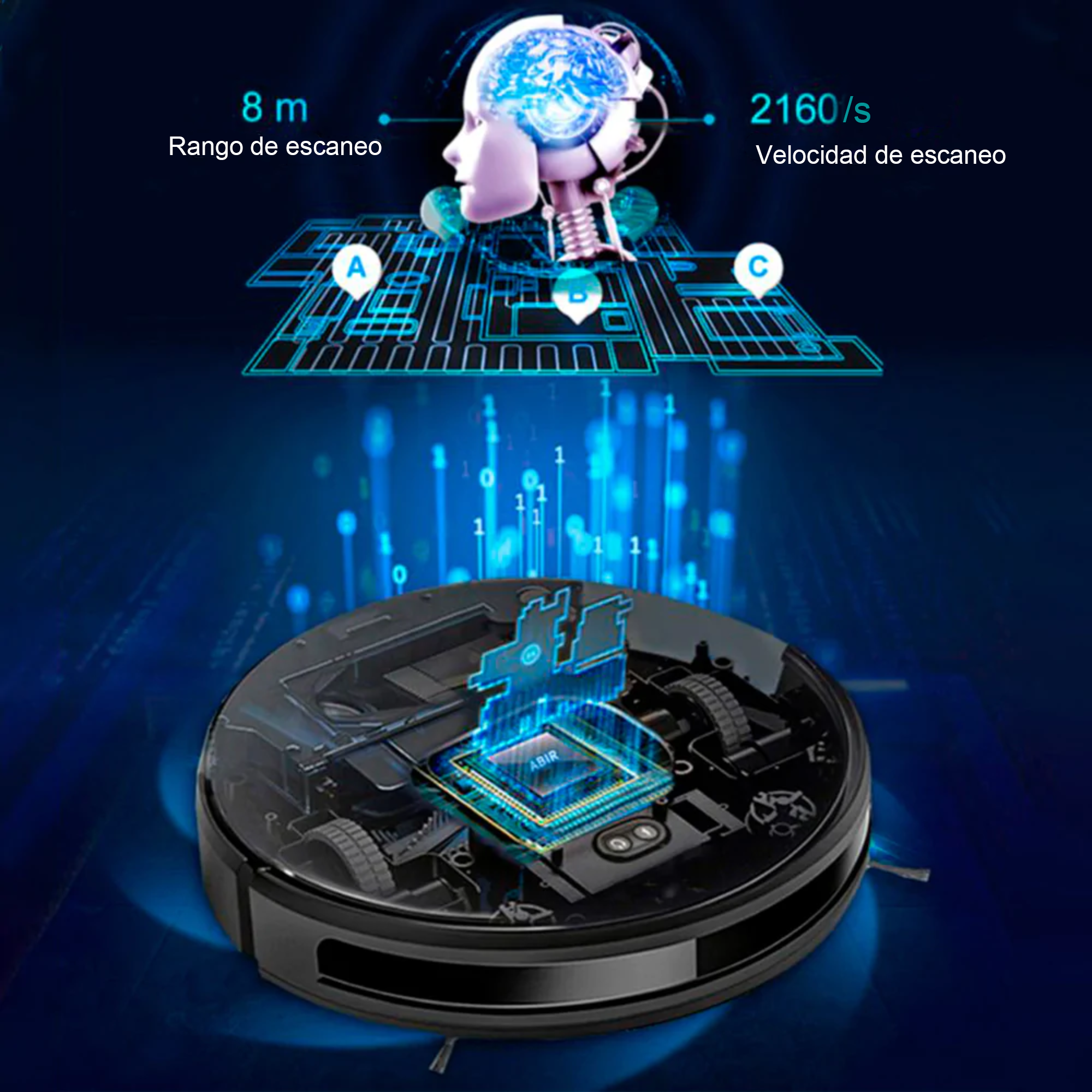 Robot Aspiradora Modelo E900 PRO Láser con Inteligencia Artificial 