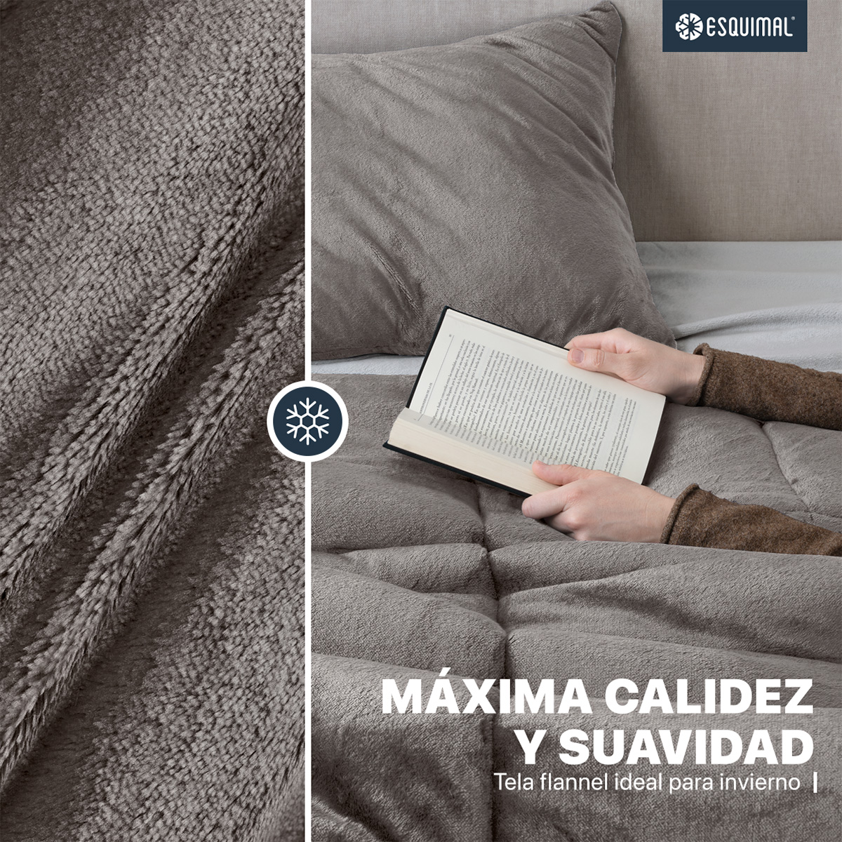 Edredón Invernal Cobertor Matrimonial + Fundas Cafe ESQUIMAL