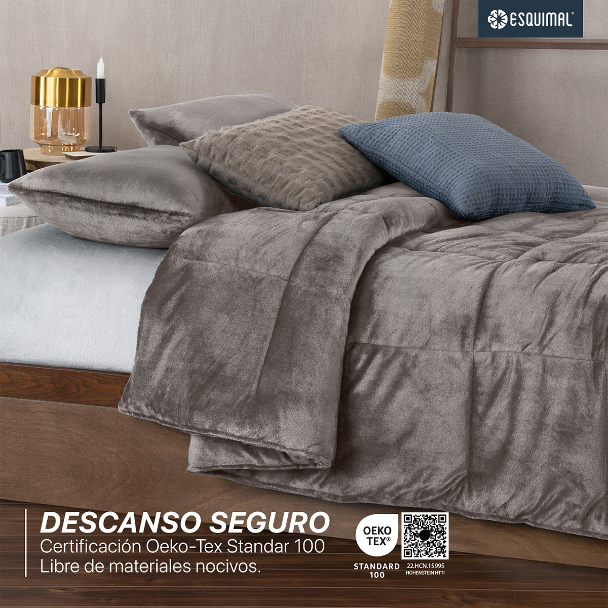 Edredón Invernal Cobertor Matrimonial + Fundas Cafe ESQUIMAL