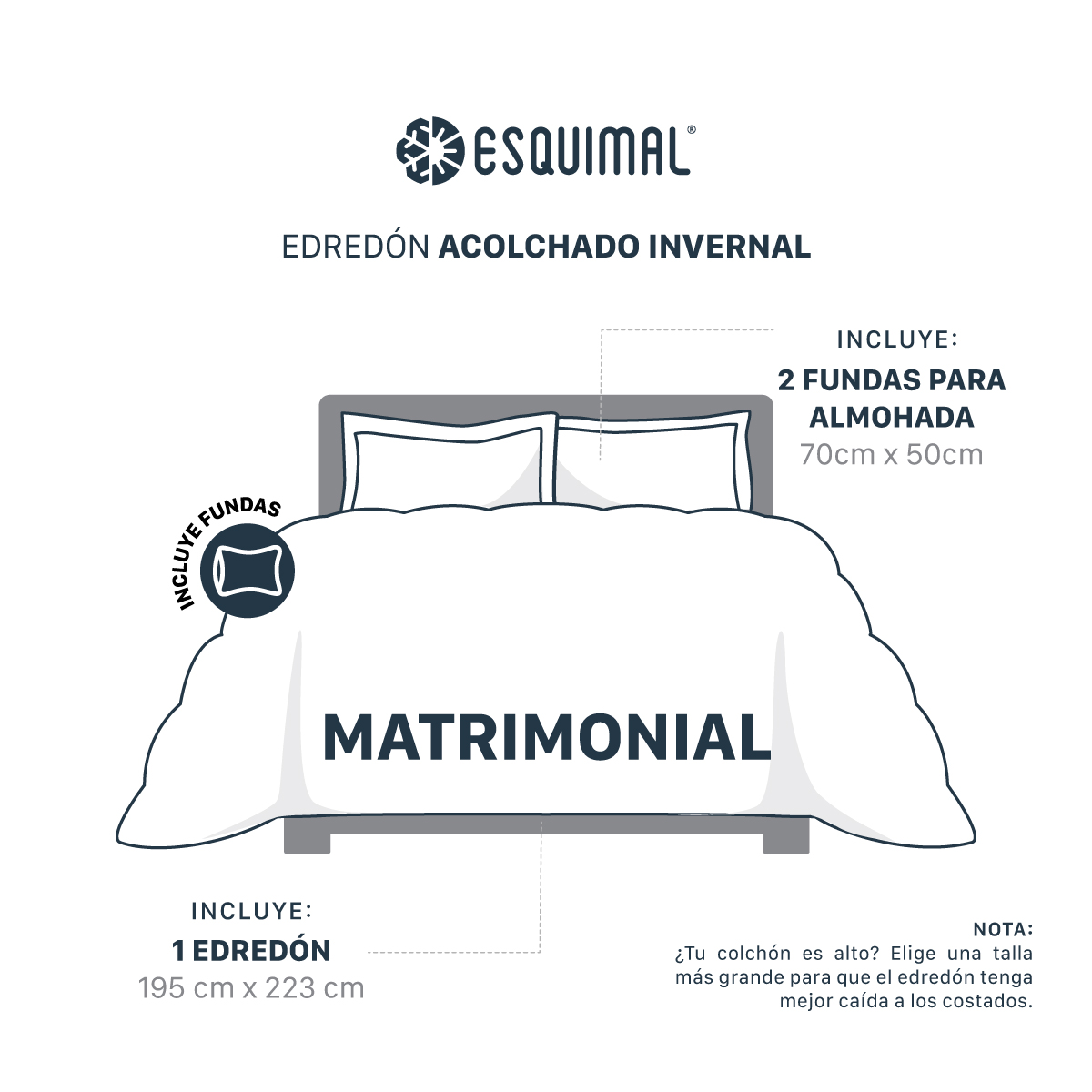 Edredón Invernal Cobertor Matrimonial + Fundas Cafe ESQUIMAL