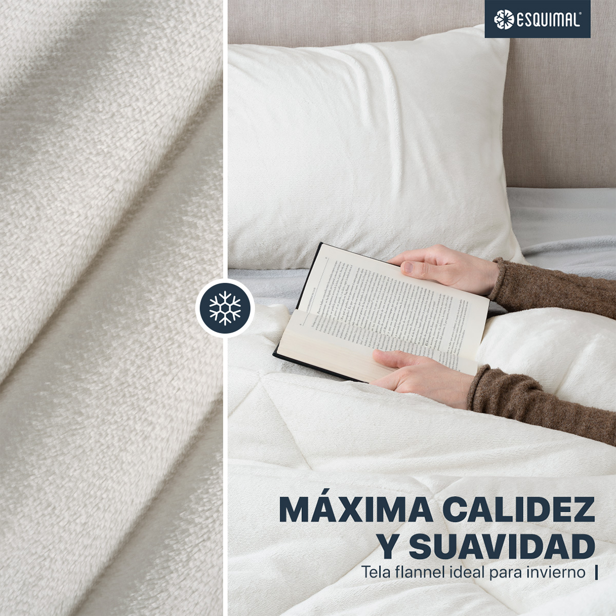 Edredón Invernal Cobertor Matrimonial + Fundas Blanco ESQUIMAL