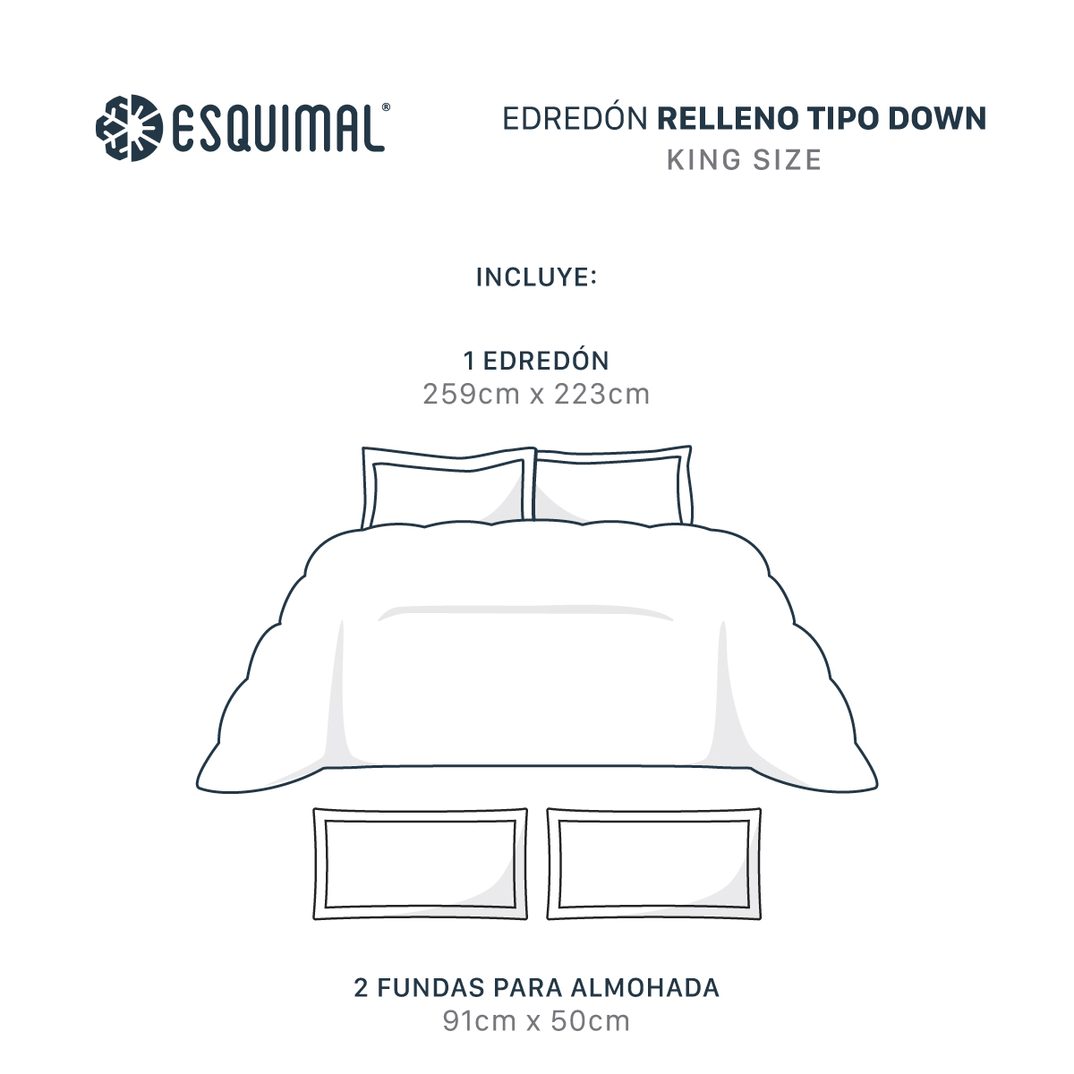 Edredón Capitonado de Lujo King Size con Fundas Khaki - Azul Esquimal.