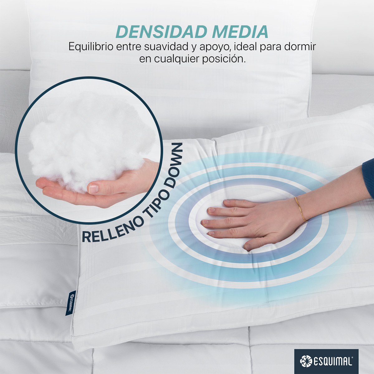 Almohadas de Algodón Tamaño King Size Set con 2 Piezas Hipoalergénica ESQUIMAL