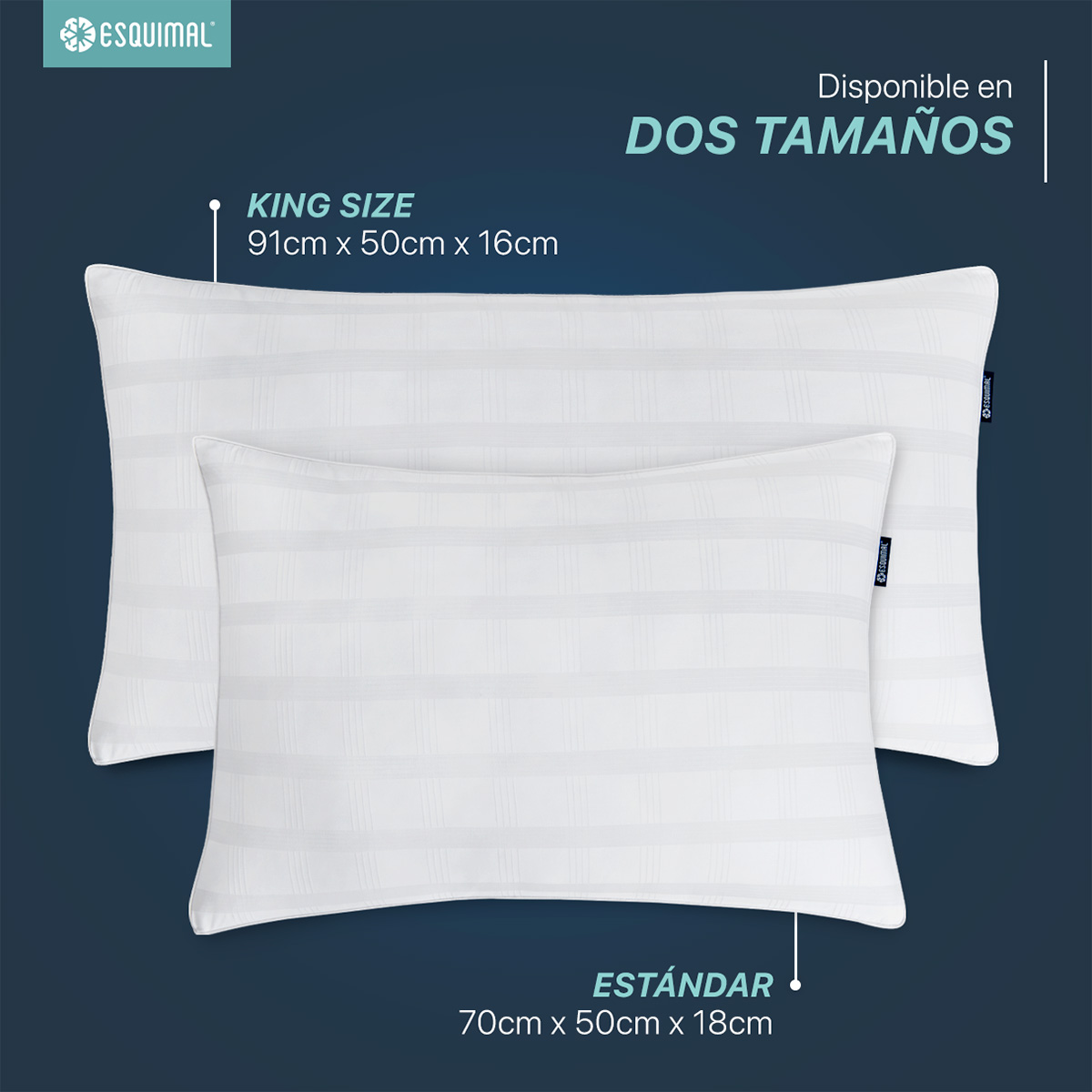 Almohadas de Algodón Tamaño King Size Set con 2 Piezas Hipoalergénica ESQUIMAL