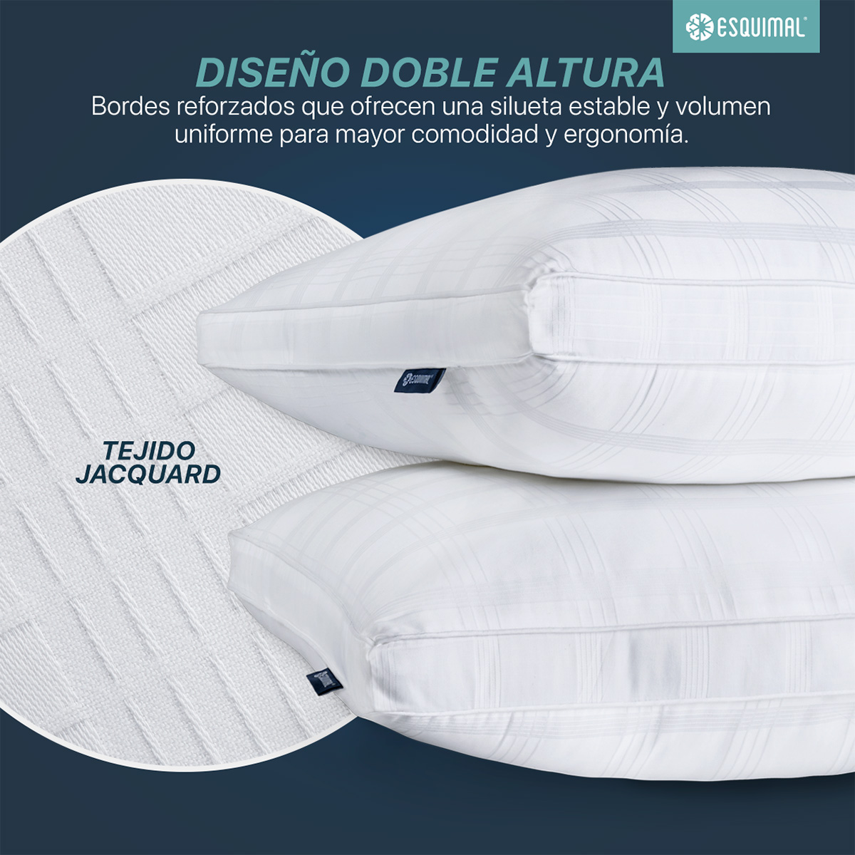 Almohadas de Algodón Tamaño King Size Set con 2 Piezas Hipoalergénica ESQUIMAL