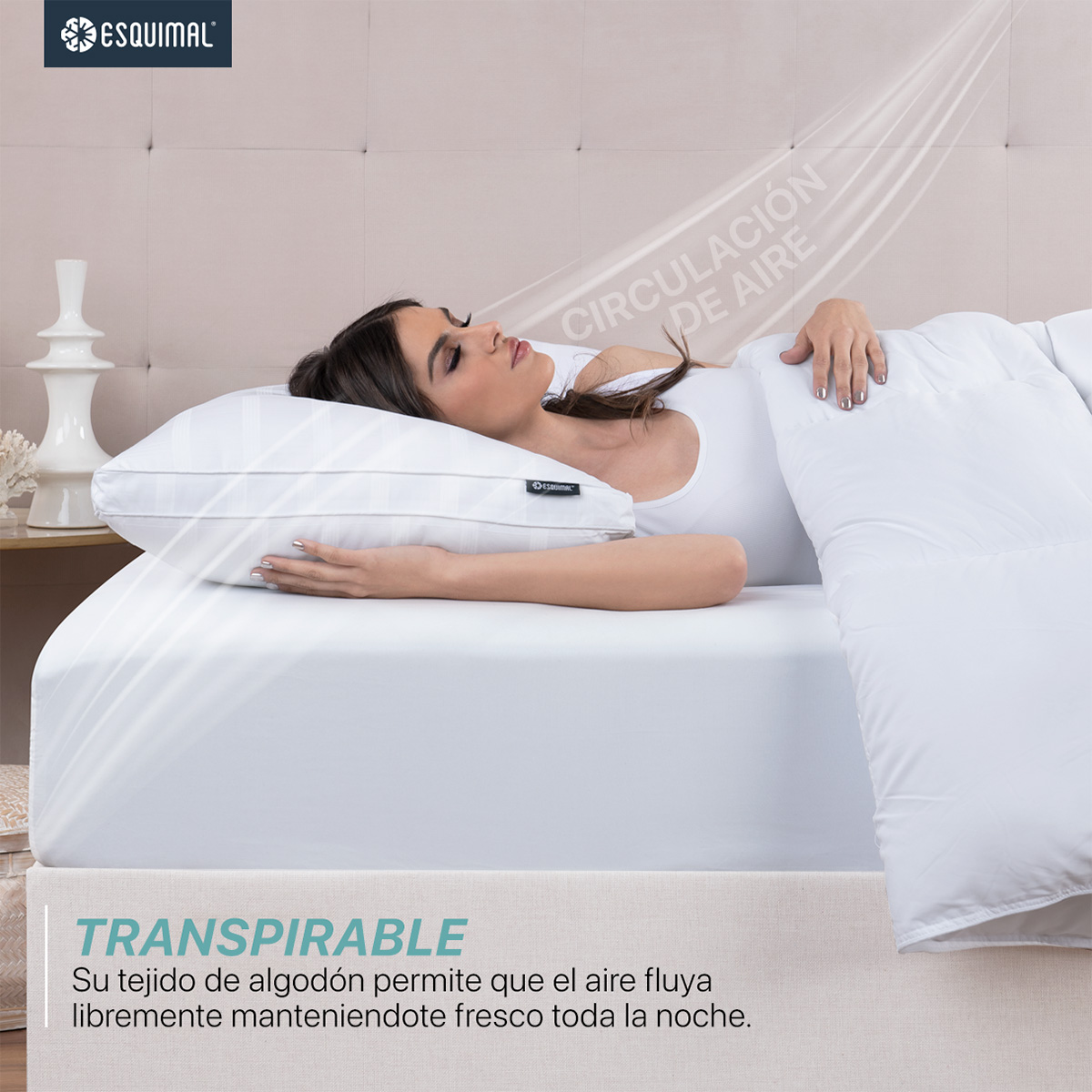 Almohadas de Algodón Tamaño King Size Set con 2 Piezas Hipoalergénica ESQUIMAL