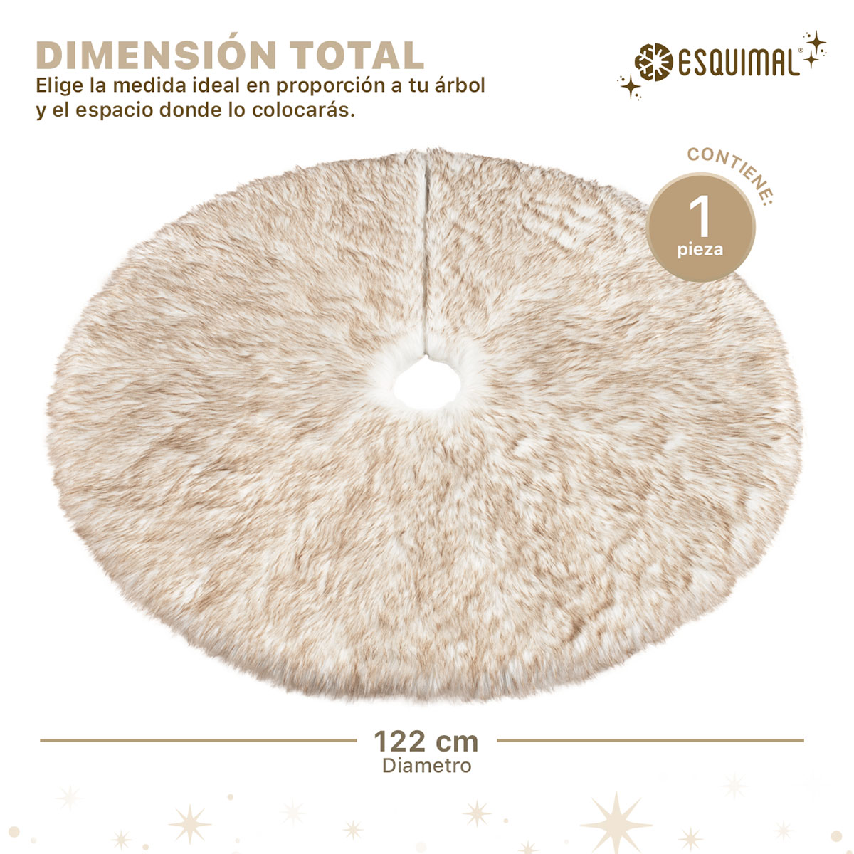 Pie de Árbol de Navidad Afelpado Grande Tapete para Pino Navideño Falda para Decoración Navideña Blanco - Café ESQUIMAL