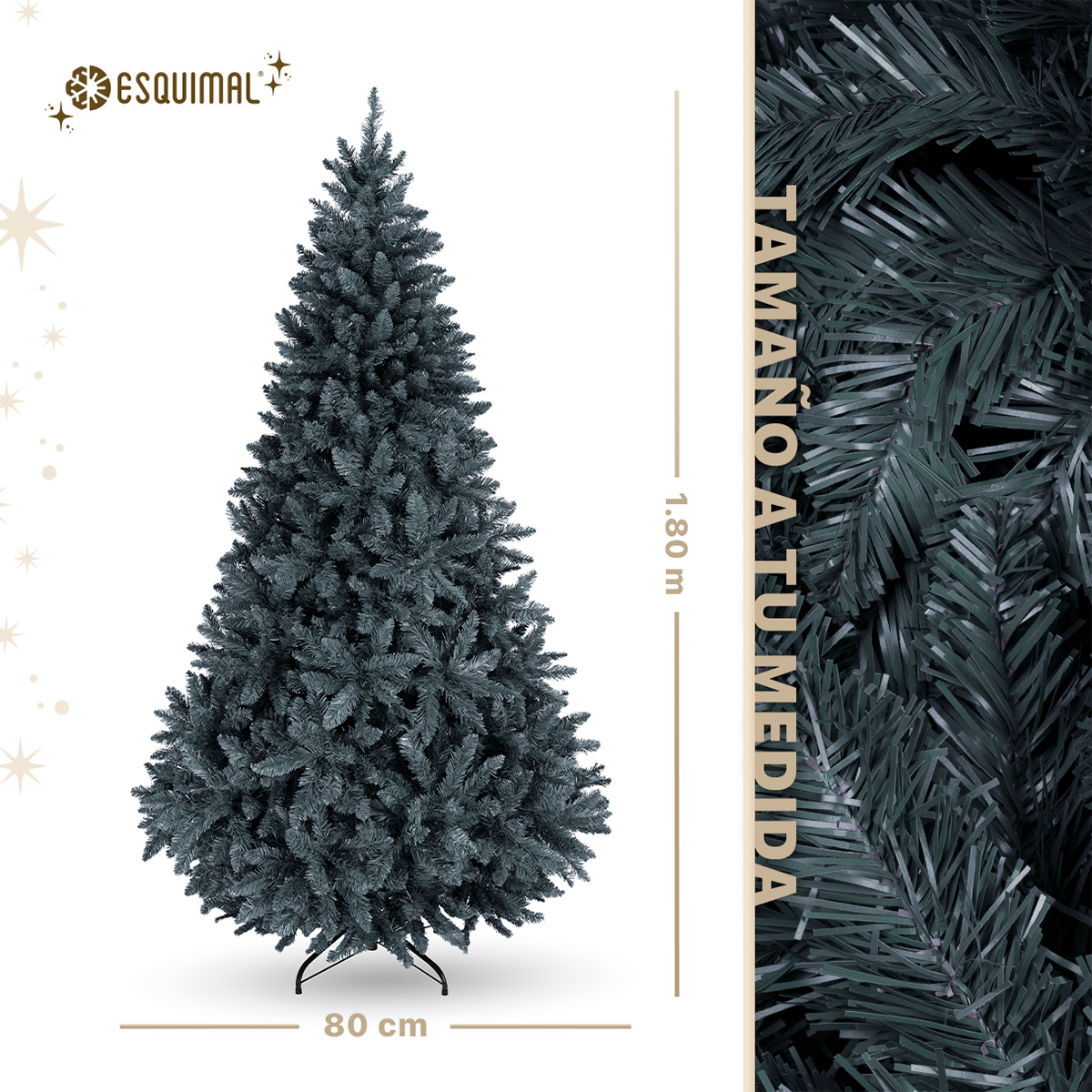 Árbol de Navidad Pino Navideño de 1.8m 1000 Ramas - Gris para ESQUIMAL