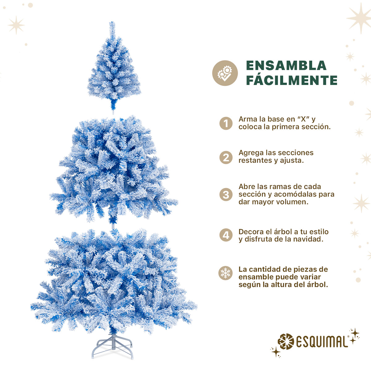 Árbol de Navidad Nevado Pino Navideño de 1.8m 780 Ramas  (Azul).  ESQUIMAL.