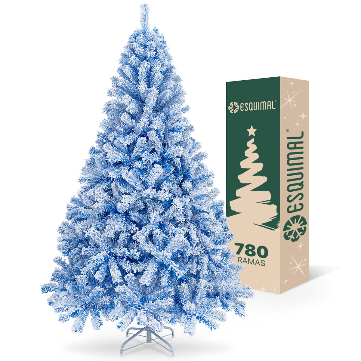 Árbol de Navidad Nevado Pino Navideño de 1.8m 780 Ramas  (Azul).  ESQUIMAL.