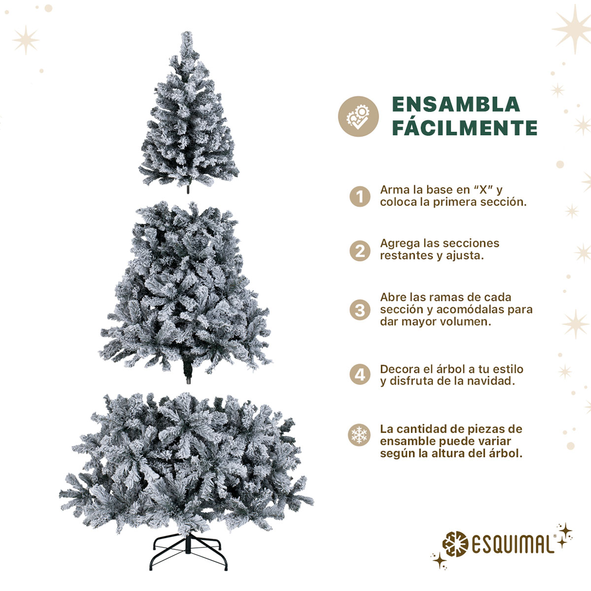 Árbol de Navidad Nevado Pino de 780 Ramas para Temporada