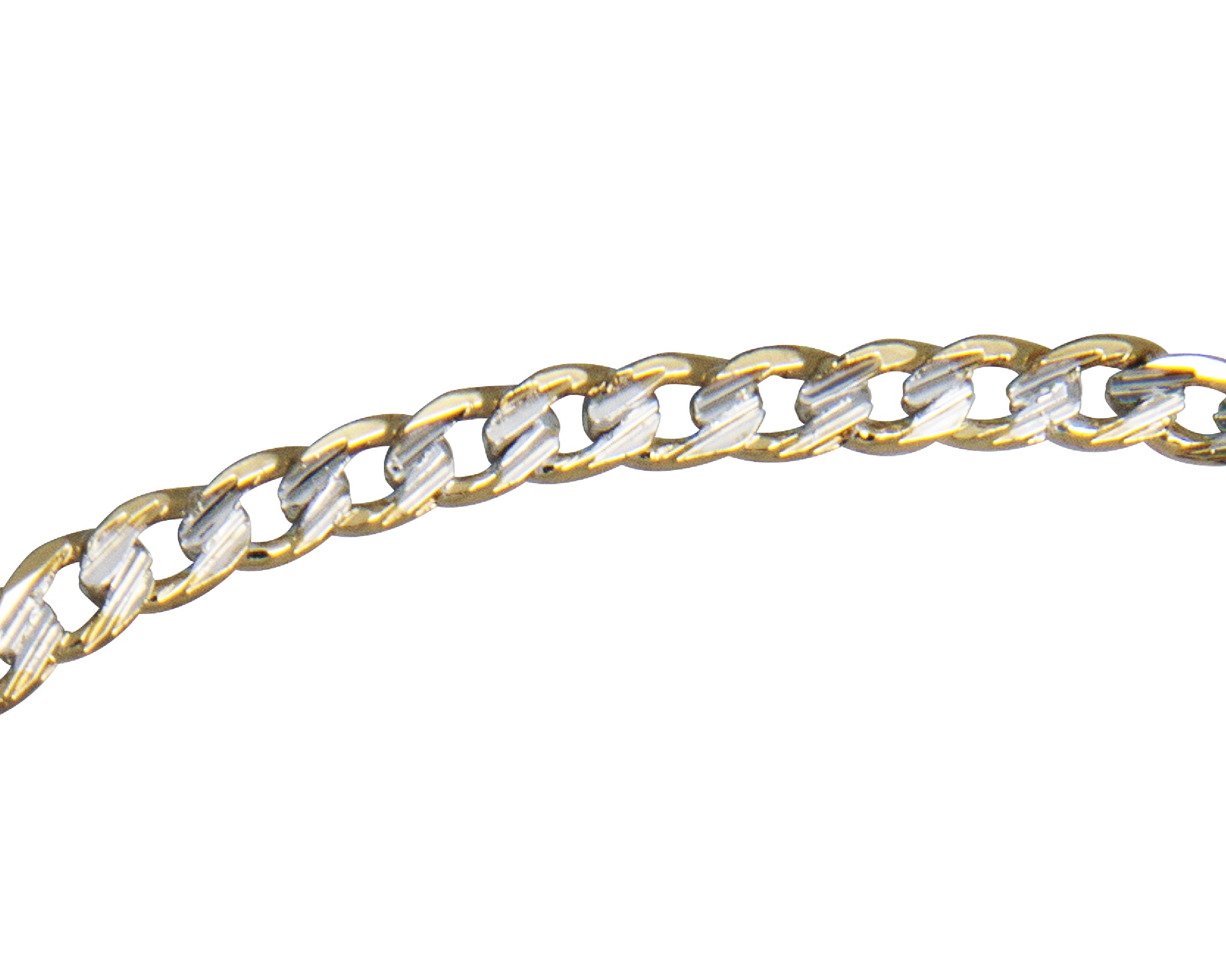 Pulsera Esclava Chapa de Oro 18K Horoz barbada bicolor 3mm ancho 18cm SH117