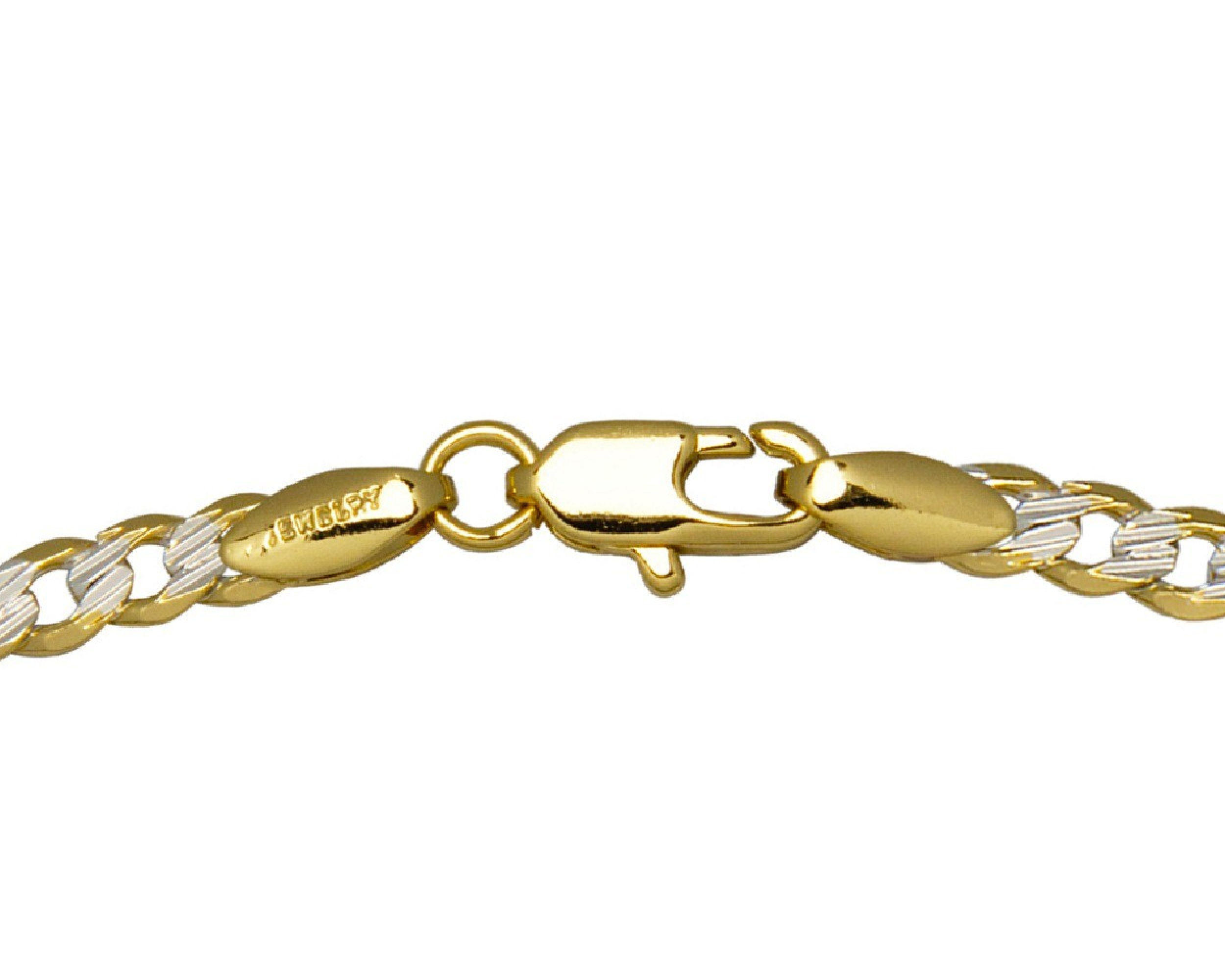Pulsera Esclava Chapa de Oro 18K Horoz barbada bicolor 3mm ancho 18cm SH117