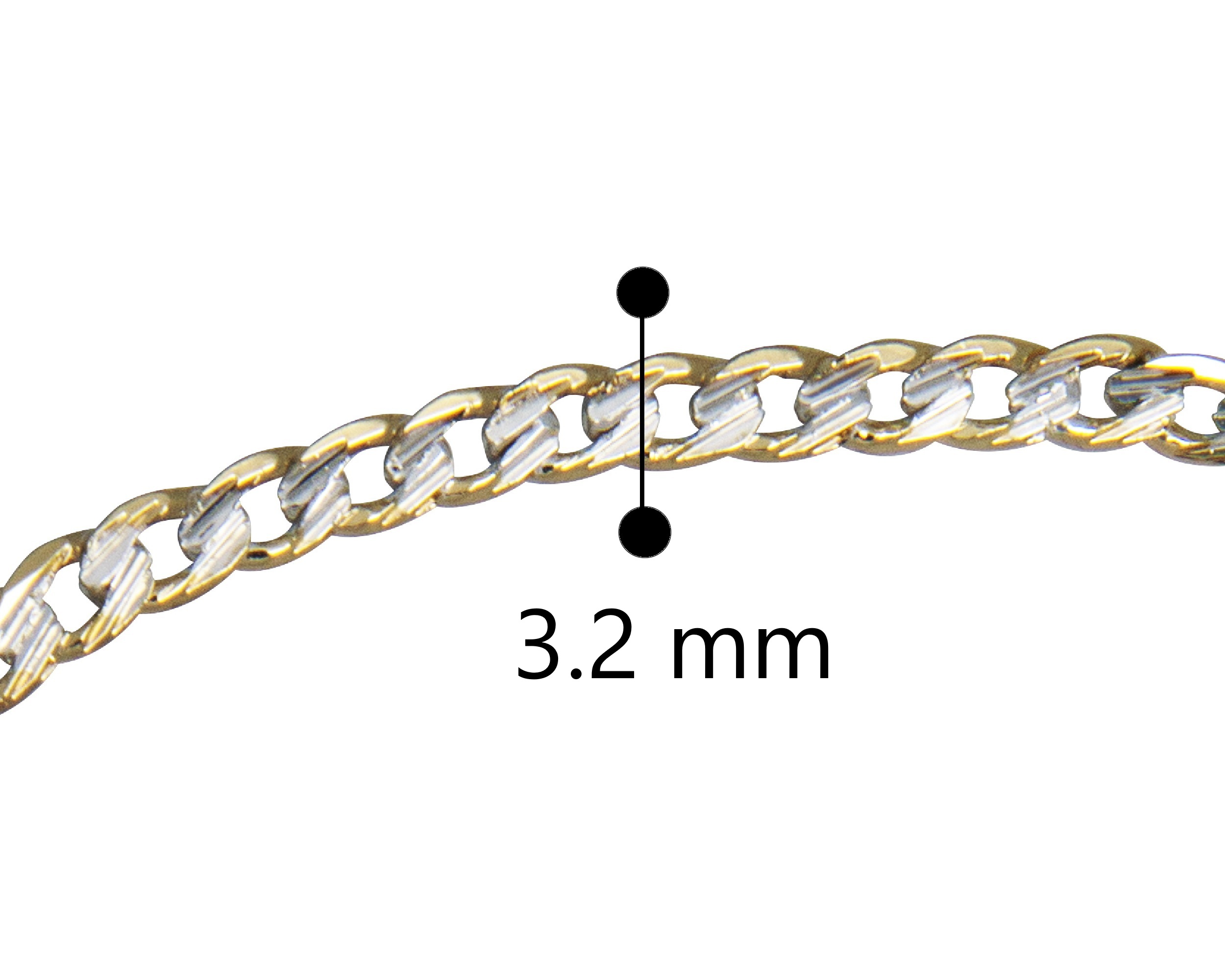 Pulsera Esclava Chapa de Oro 18K Horoz barbada bicolor 3mm ancho 18cm SH117