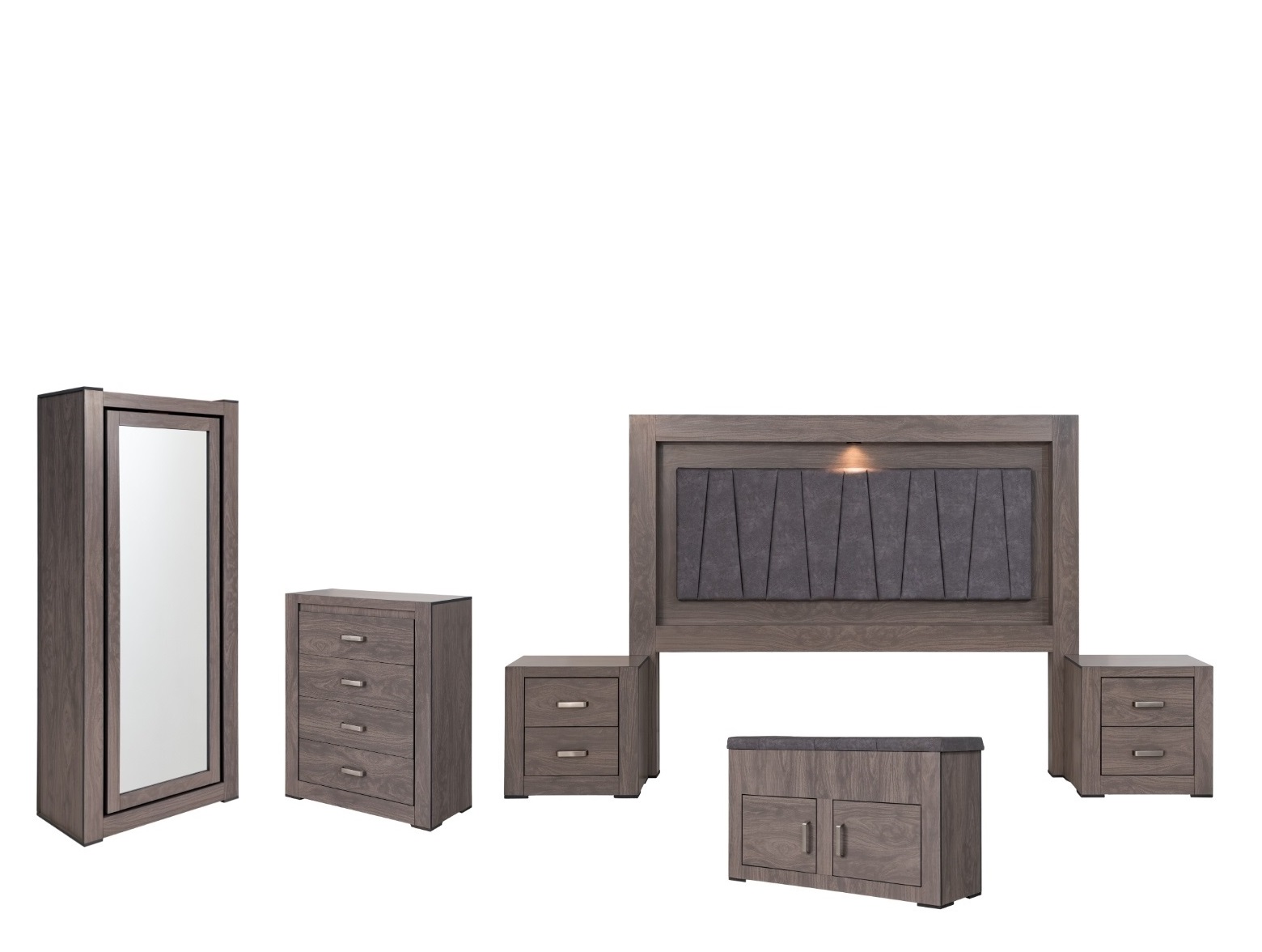 Recamara King Size 5 Piezas Vizela Gris - Kessa.