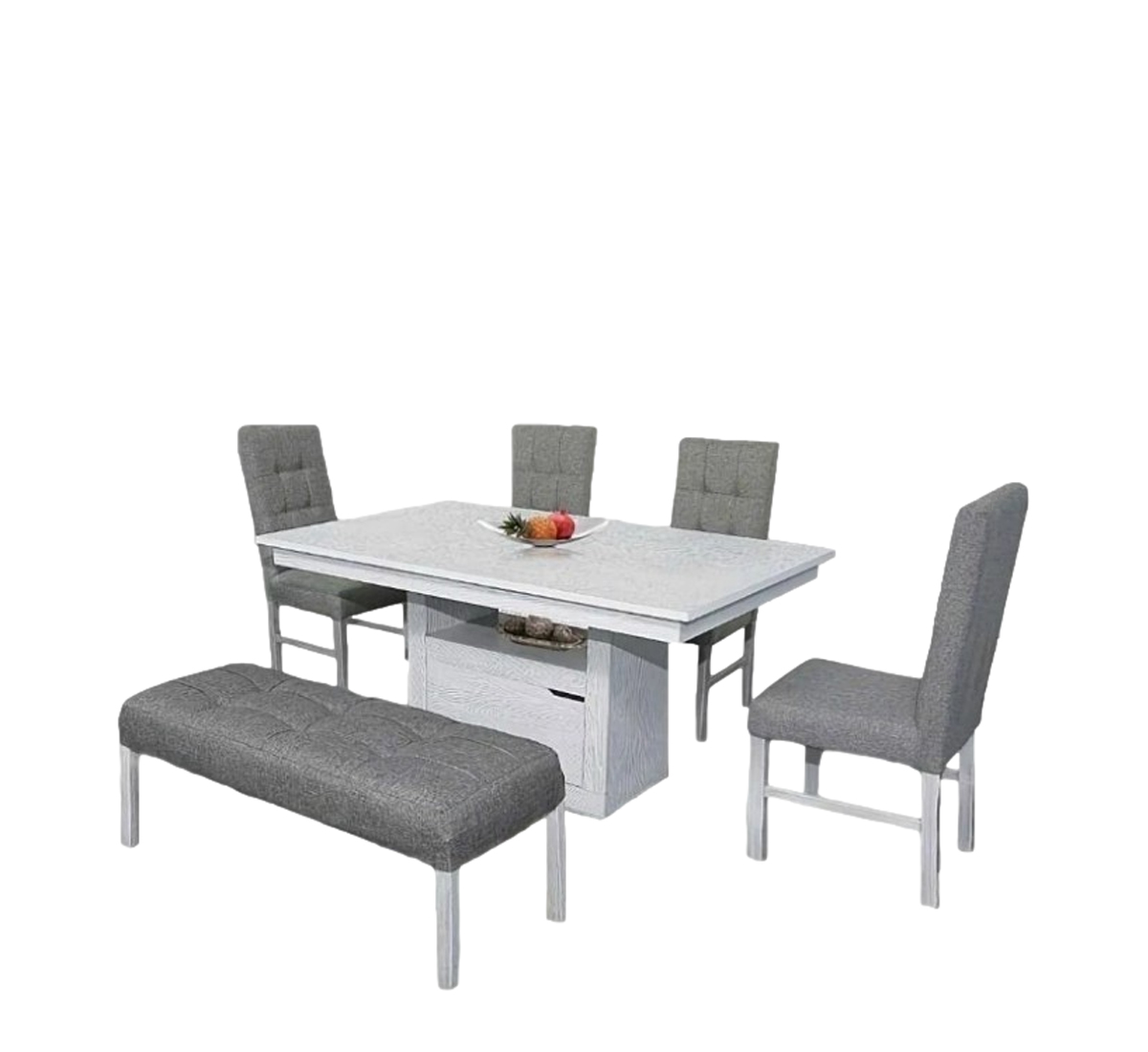 Antecomedor Belgica 4 Sillas 1 Banca Gris - Kessa.