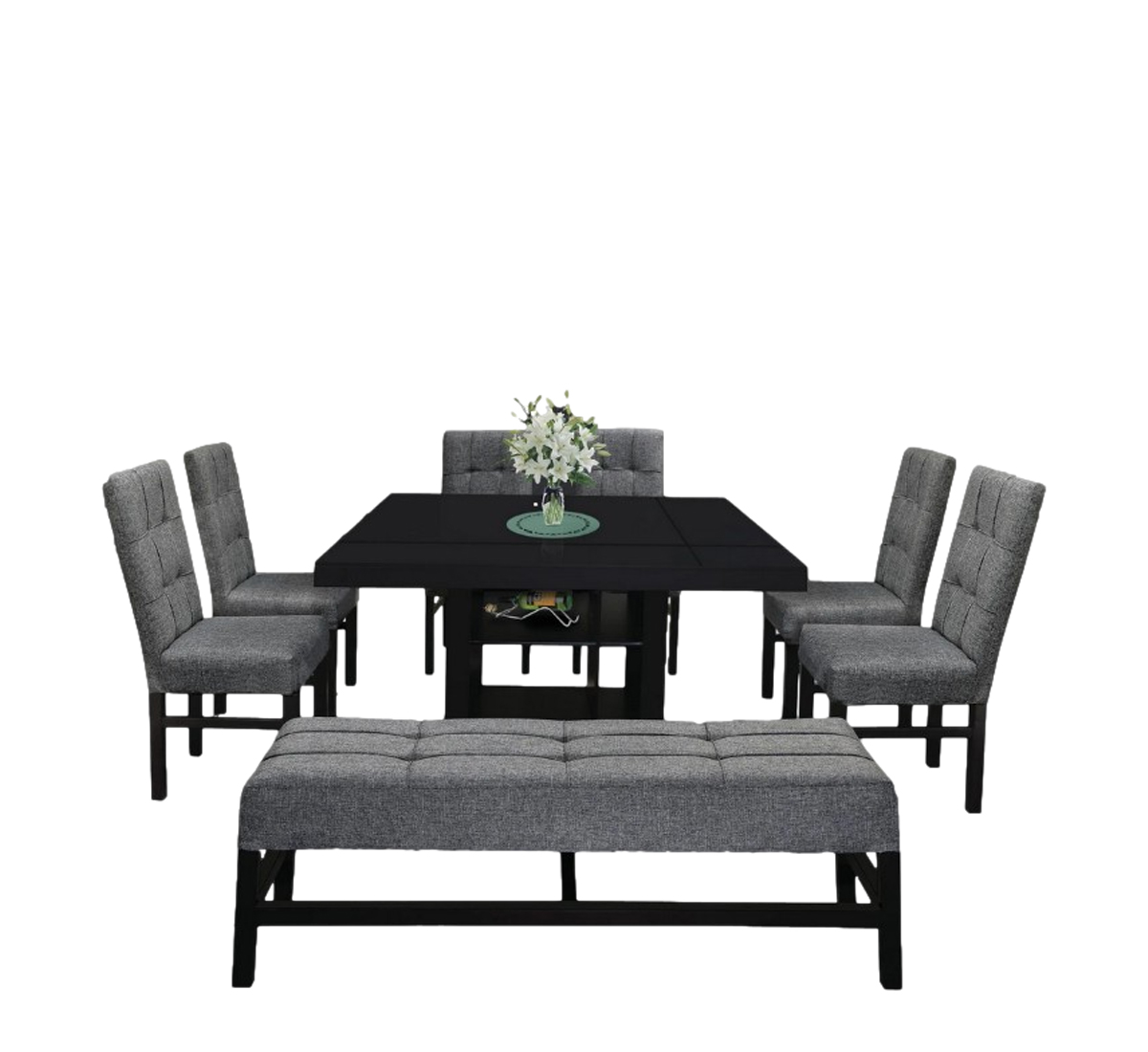 Antecomedor Cony 6 Sillas 1 Banca Chocolate - Kessa.