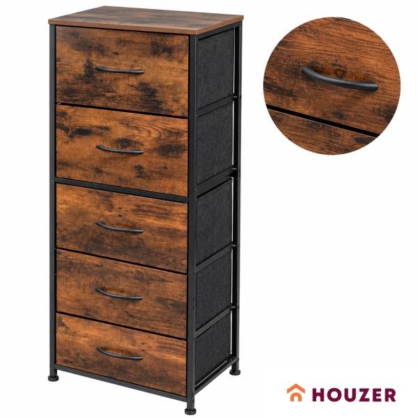 Comoda Cajonera Vertical 5 Cajones Acero Repisa Organizador Cafe Houzer