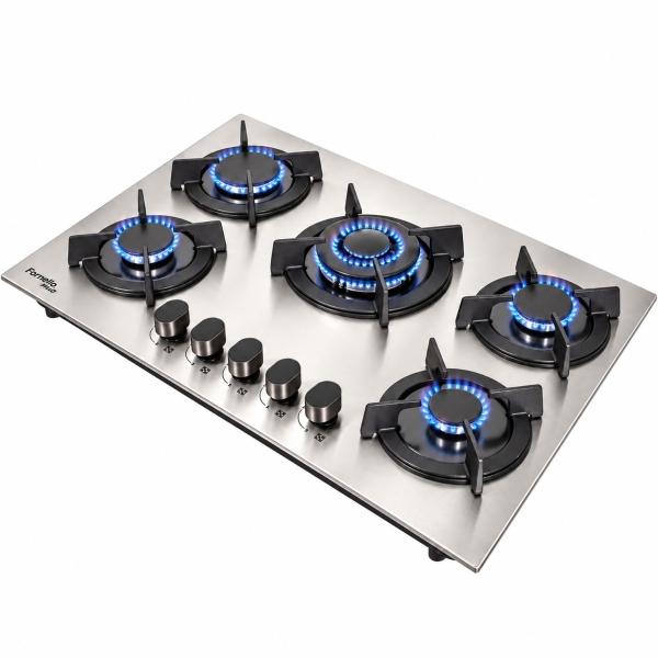 Parrilla Empotrable Gas 5 Quemadores Acero Inox Gas Lp/nat Plateado Fornello mio