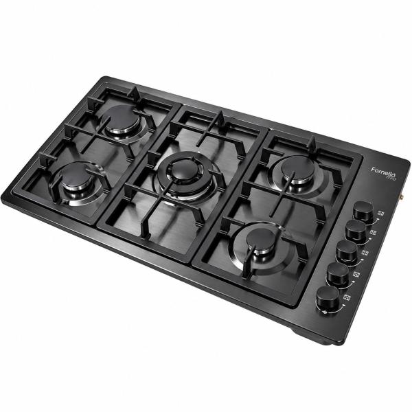 Parrilla Empotrable Gas 5 Quemadores Acero Inoxidable Lp/nat Negro Fornello mio