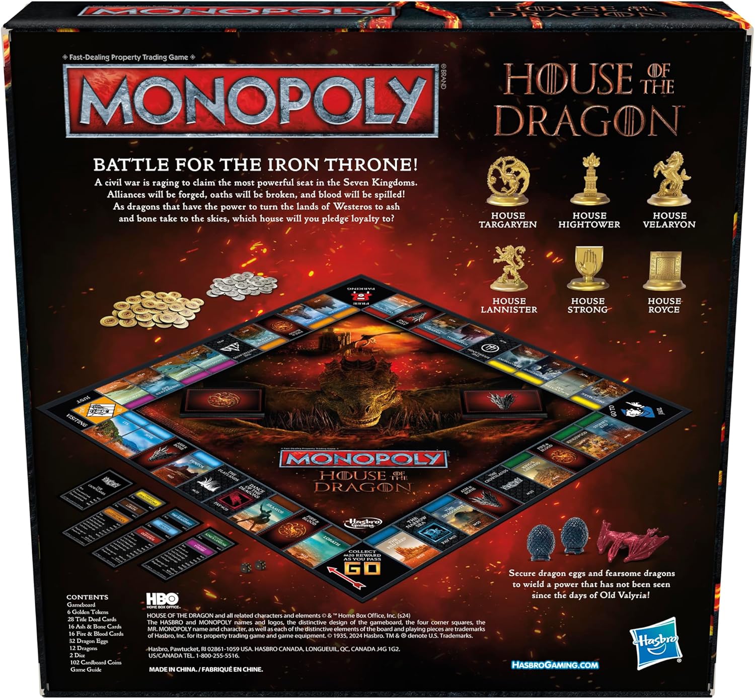 Monopoly Juego de Mesa House of The Dragon Edition Basado en la Serie de televisión