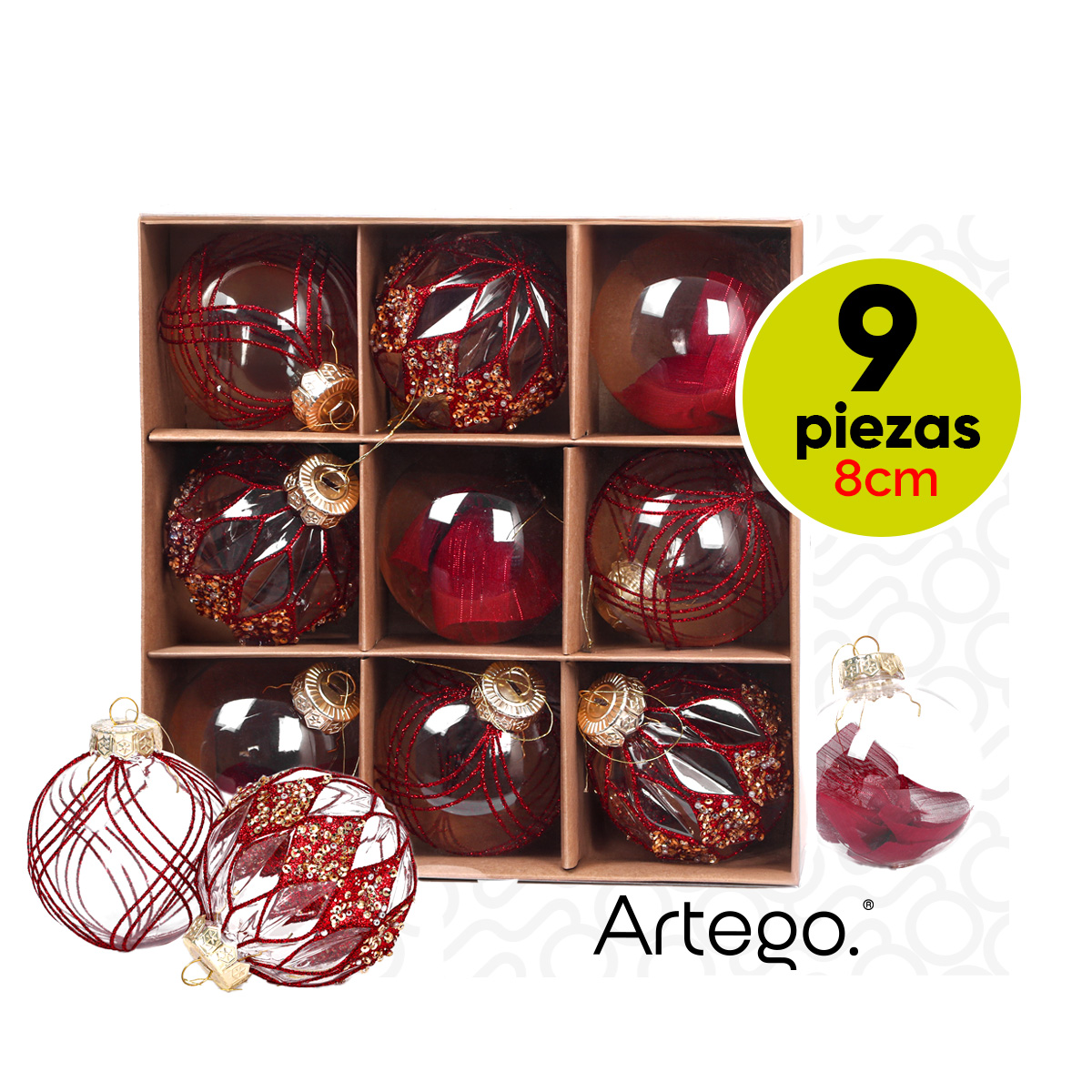 esferas-de-navidad-artego-de-8-cm-de-diametro-paq-9-esferas-rojo-diamond-linea-handmade-acabado-crystal-pintadas-a-mano