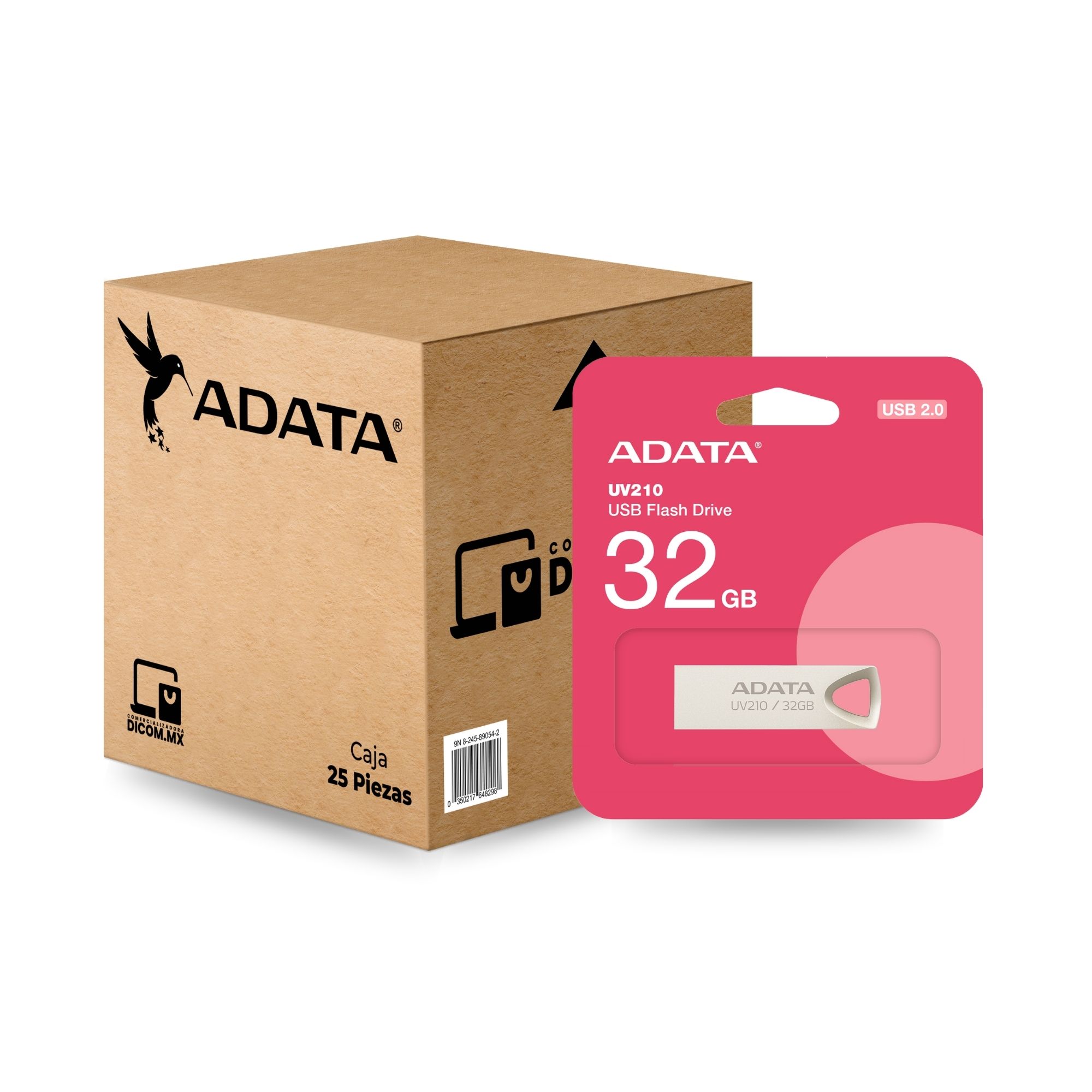 25 Pack - Memoria USB Adata UV210 de 32 GB, USB 2.0, Metálica
