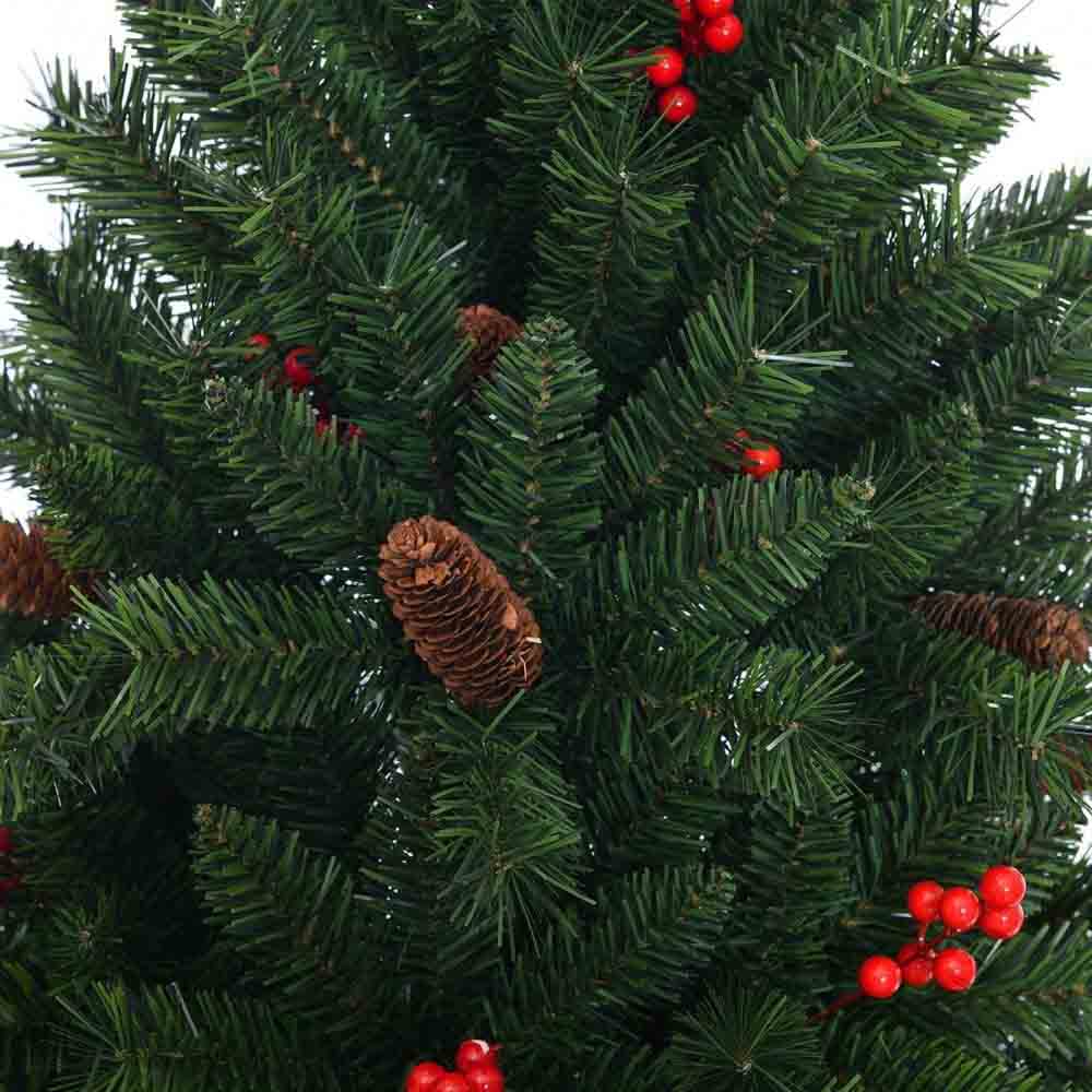 Árbol de Navidad Verde 1.80 m con Berries y Piñas de Pino Decorativos, Estilo Natural Realista Kyuden Home