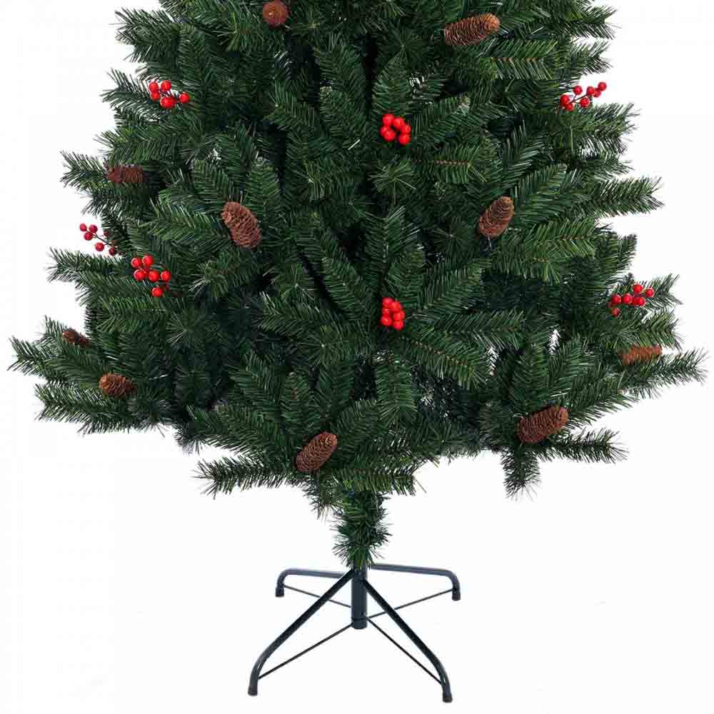 Árbol de Navidad Verde 1.80 m con Berries y Piñas de Pino Decorativos, Estilo Natural Realista Kyuden Home