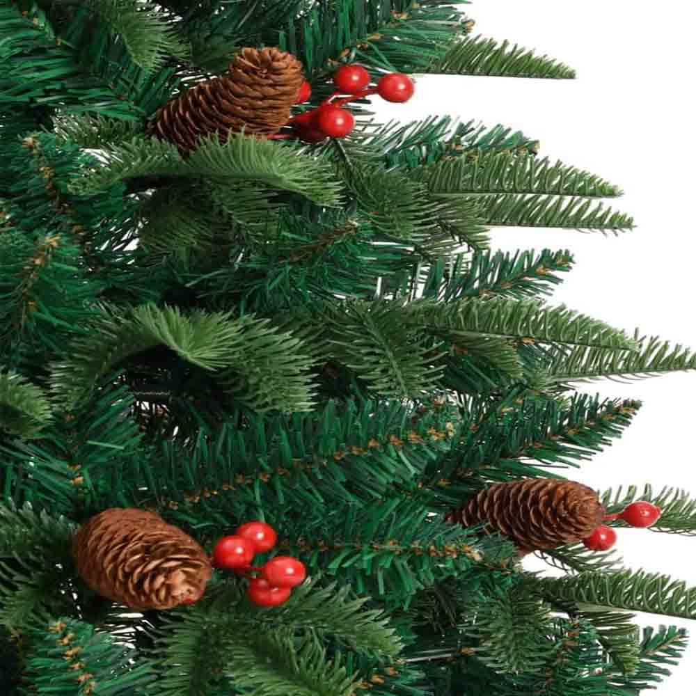 Árbol de Navidad Verde 1.80 m con Berries y Piñas de Pino Decorativos, Estilo Natural Realista Kyuden Home
