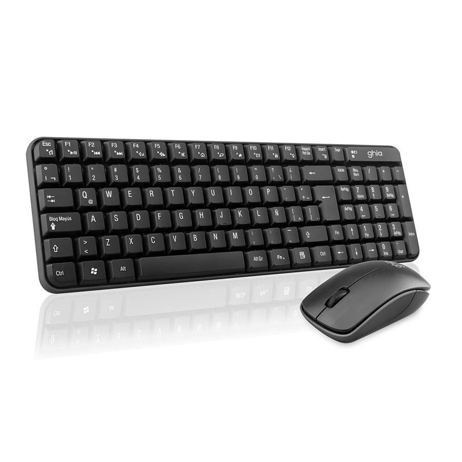 Kit Teclado y Mouse Ghia Inalámbrico Receptor USB Color Negro Modelo GT4000BB