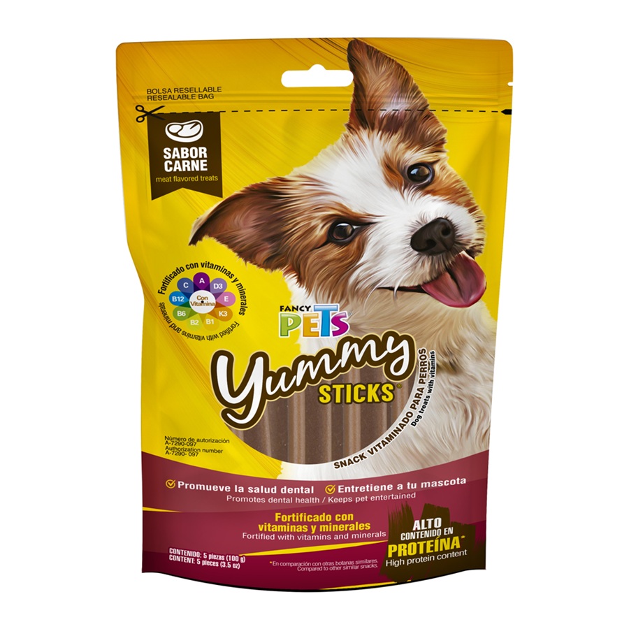 Yummy Sticks Pollo/Tocino 5 pzs 100gr - Fancy Pets