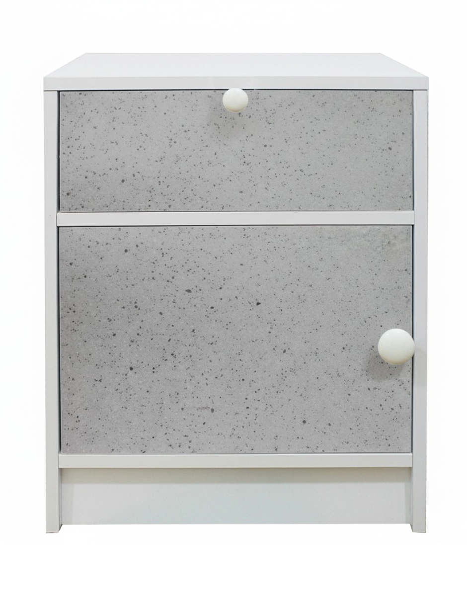 Buró Moderno Recamara Mesa Noche Minimalista MDF Color Blanco B4