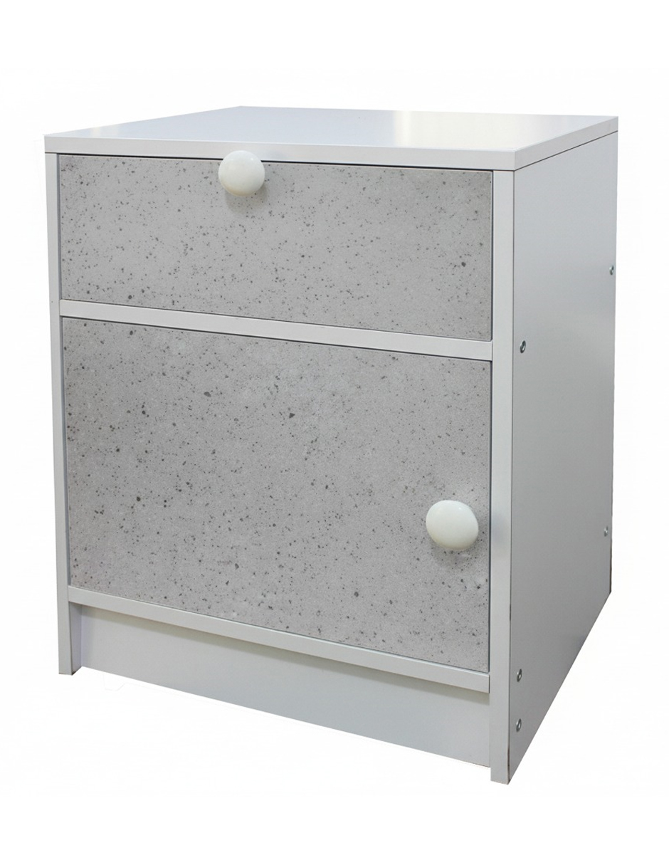 Buró Moderno Recamara Mesa Noche Minimalista MDF Color Blanco B4