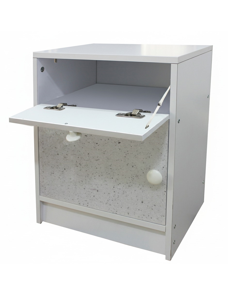 Buró Moderno Recamara Mesa Noche Minimalista MDF Color Blanco B4