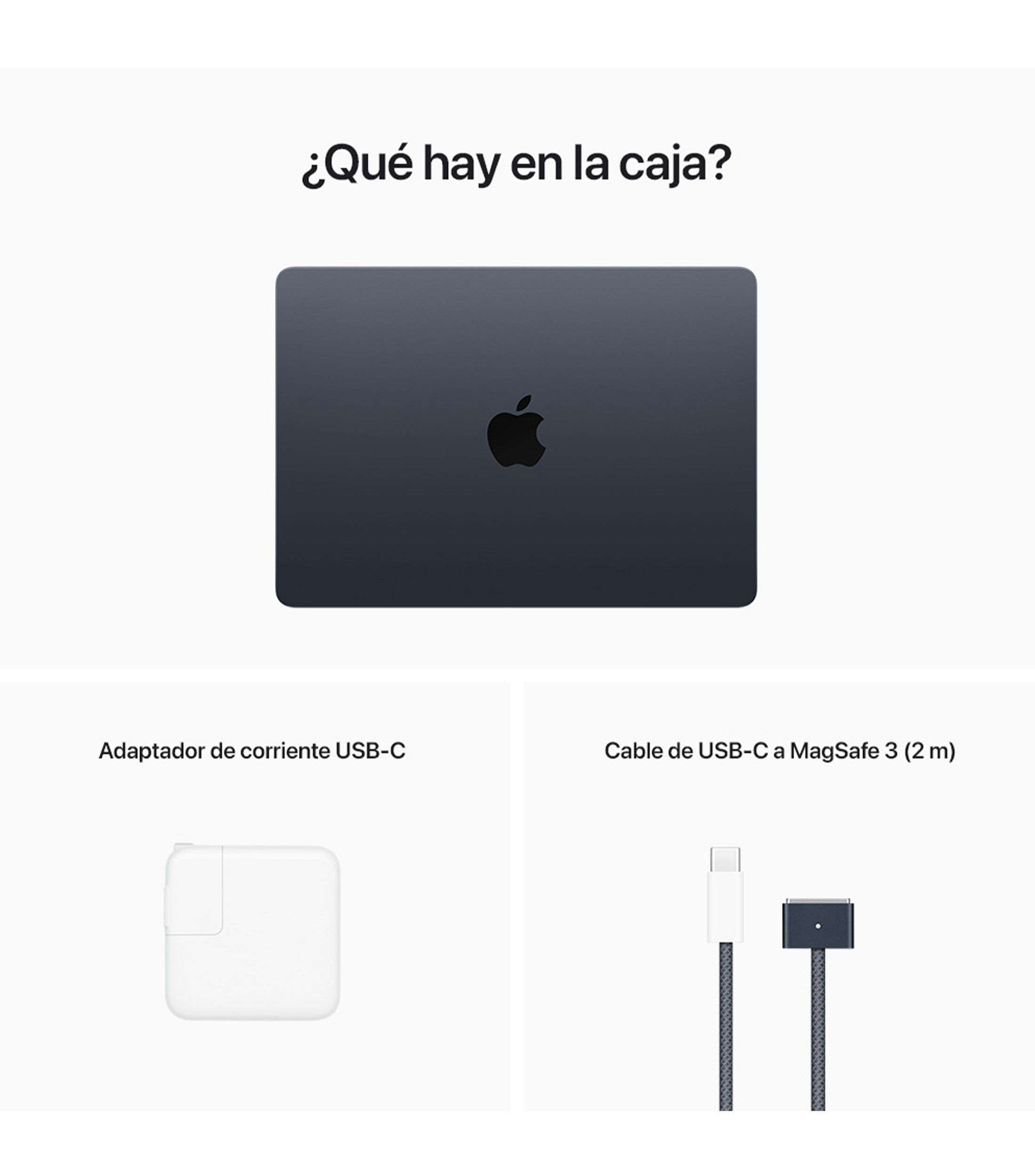 MacBook Air de 13 Pulgadas  Color medianoche Chip M2 de Apple con CPU y GPU de 8 Nucleos