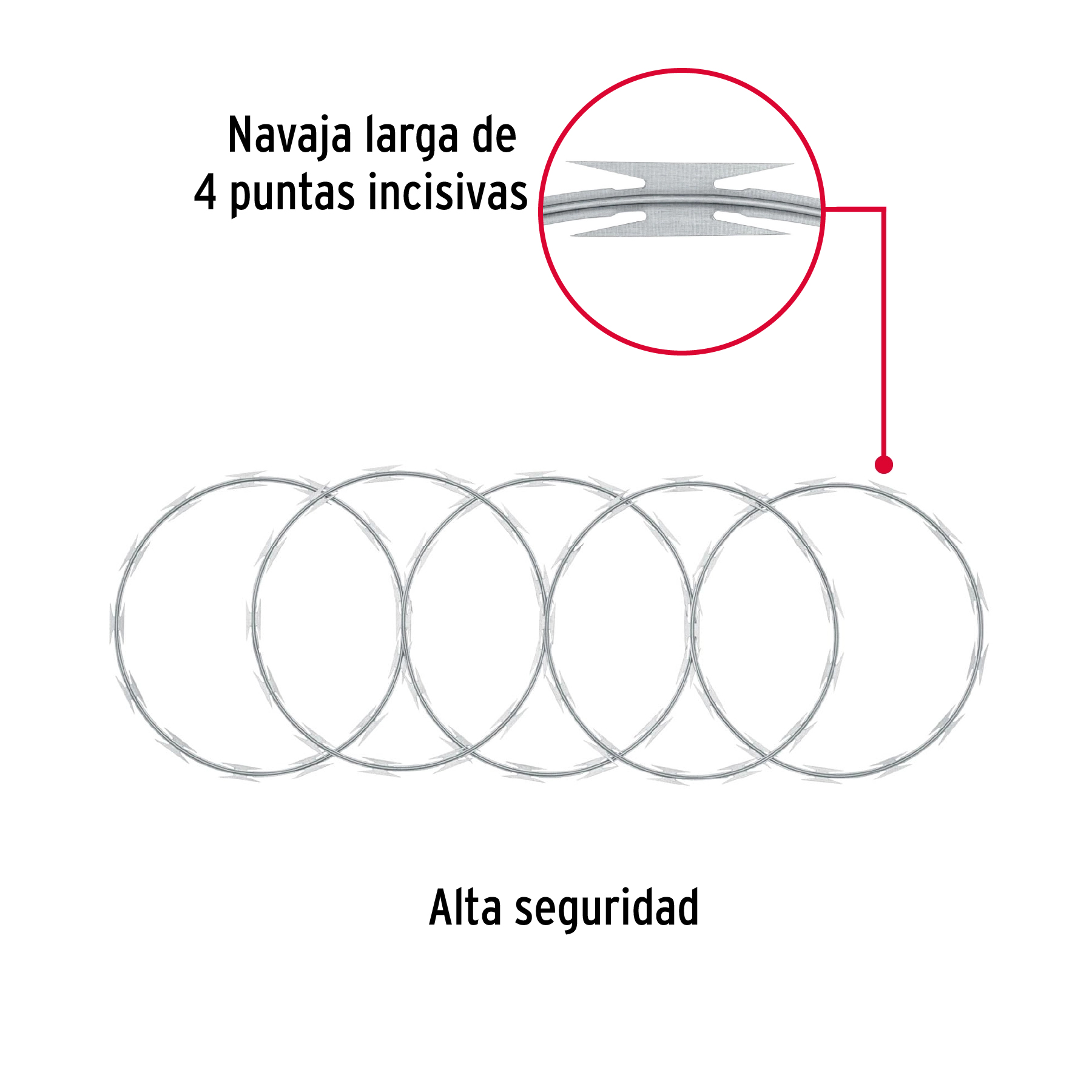 Rollo concertina alta seguridad, 45cm diámetro x 8m, FIERO