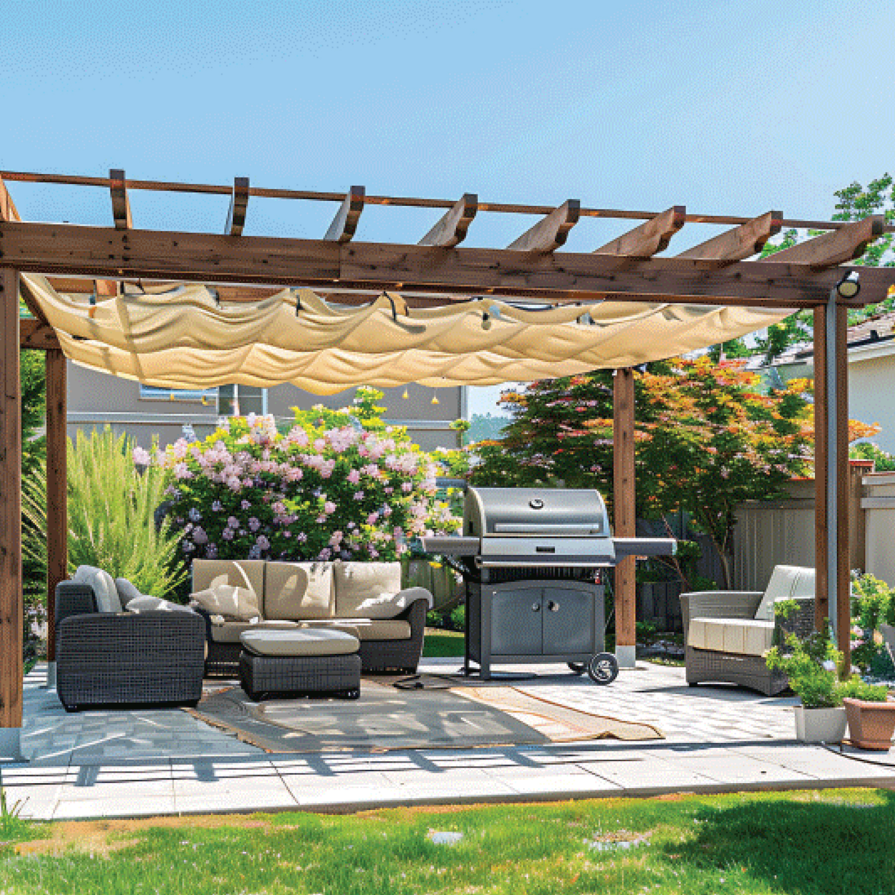 Toldo sombra raschel 80%, 6 m x 4 m, beige, FIERO