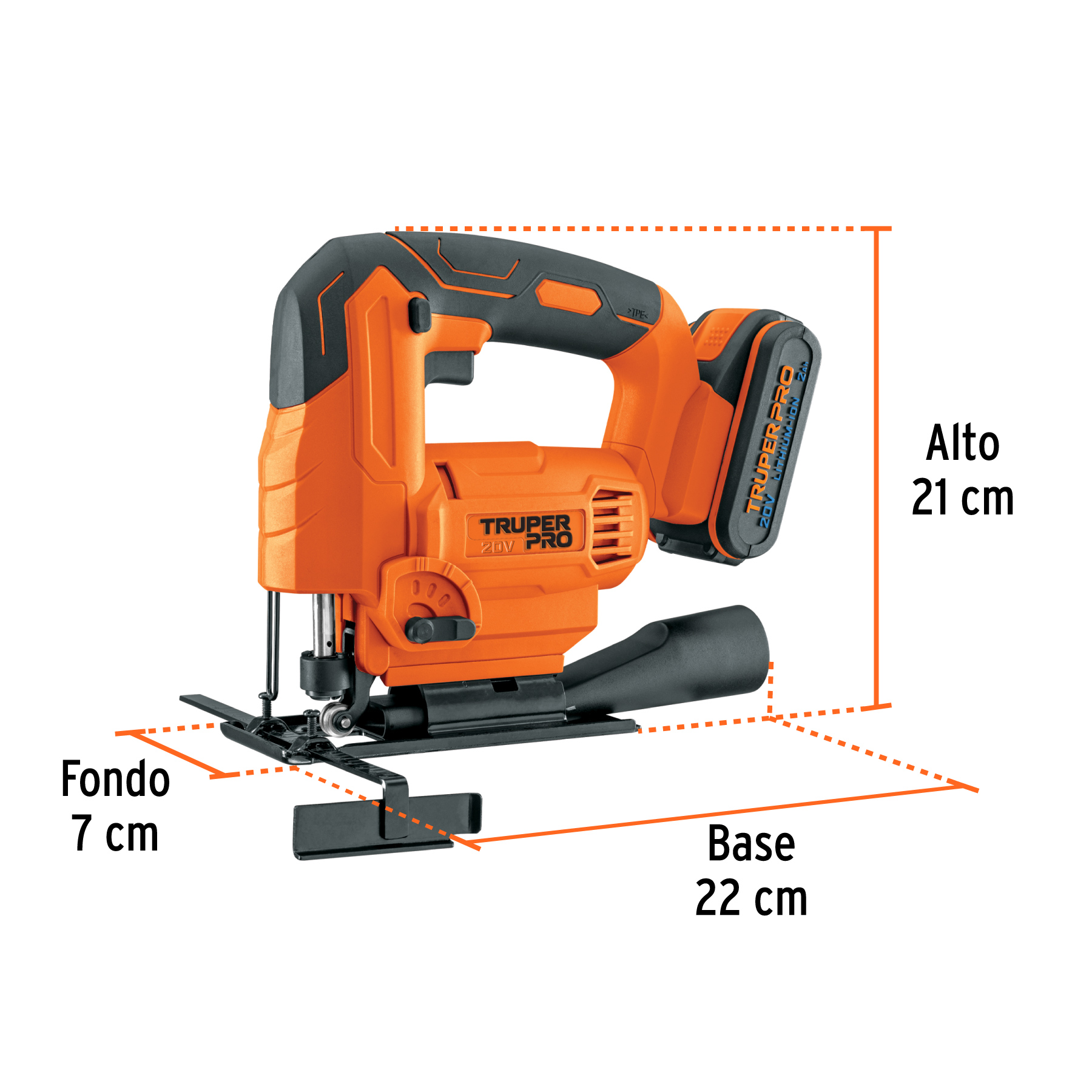 Sierra caladora Inalambrica 20V de velocidad variable , 1 batería 2Ah, TRUPER PRO