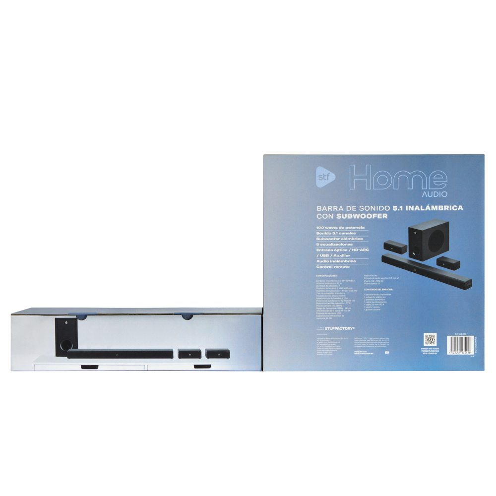 Barra de Sonido STF  Home Audio 5.1 con Subwoofer alámbrico: Sonido Envolvente para tu Hogar