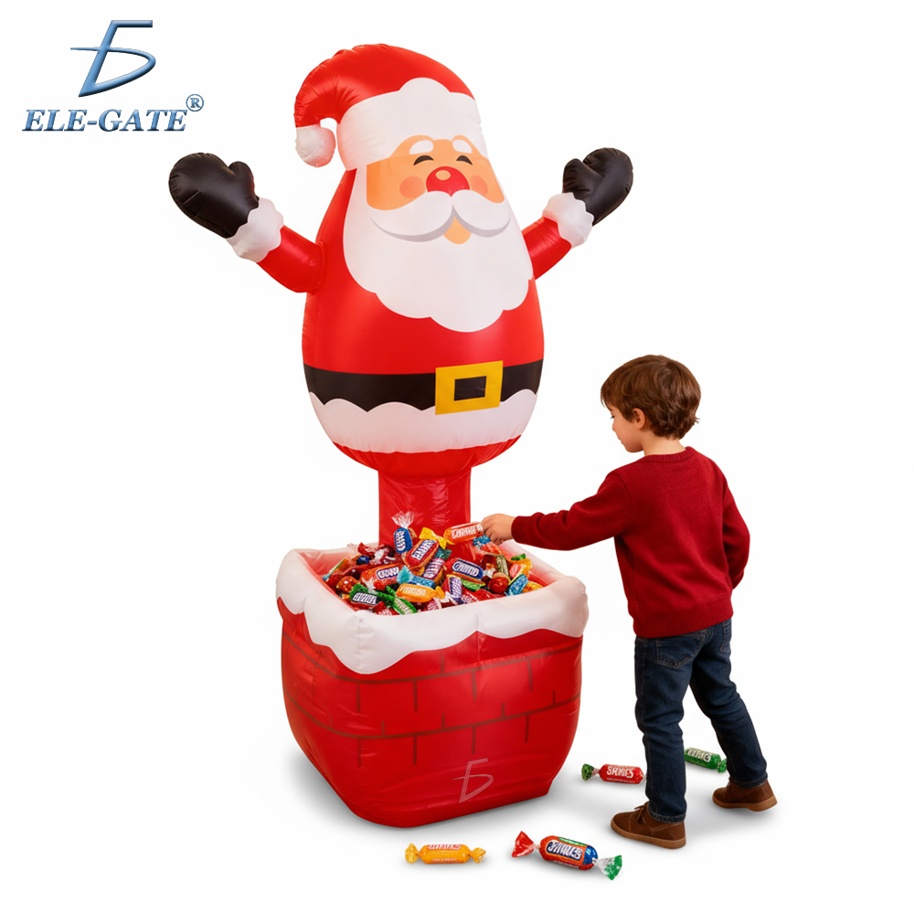 Inflable Navideño Santa Claus con Chimenea | Decoración de Navidad con Luz LED para Exterior e Interior