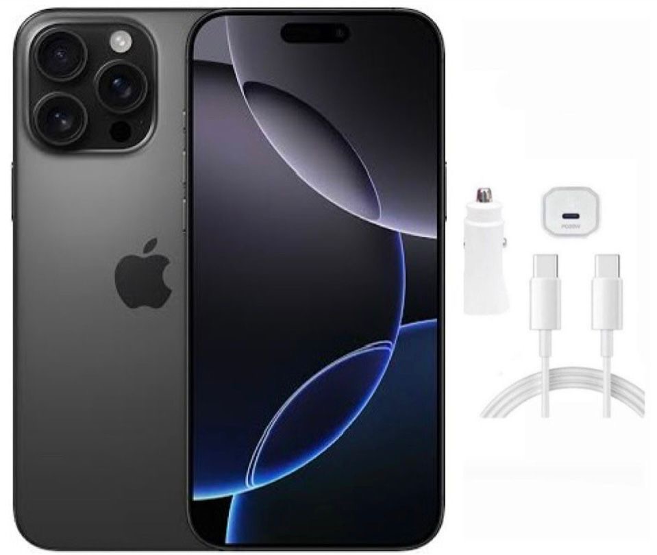 IPhone 16 PRO MAX Negro 128 GB Reaconicionado Esim Libre de Fabrica  + cargador de carro 