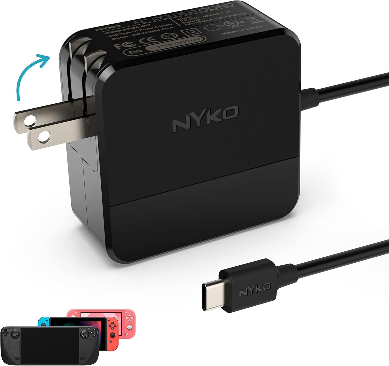Cargador Nyko AC Power Cord for Nintendo Switch 