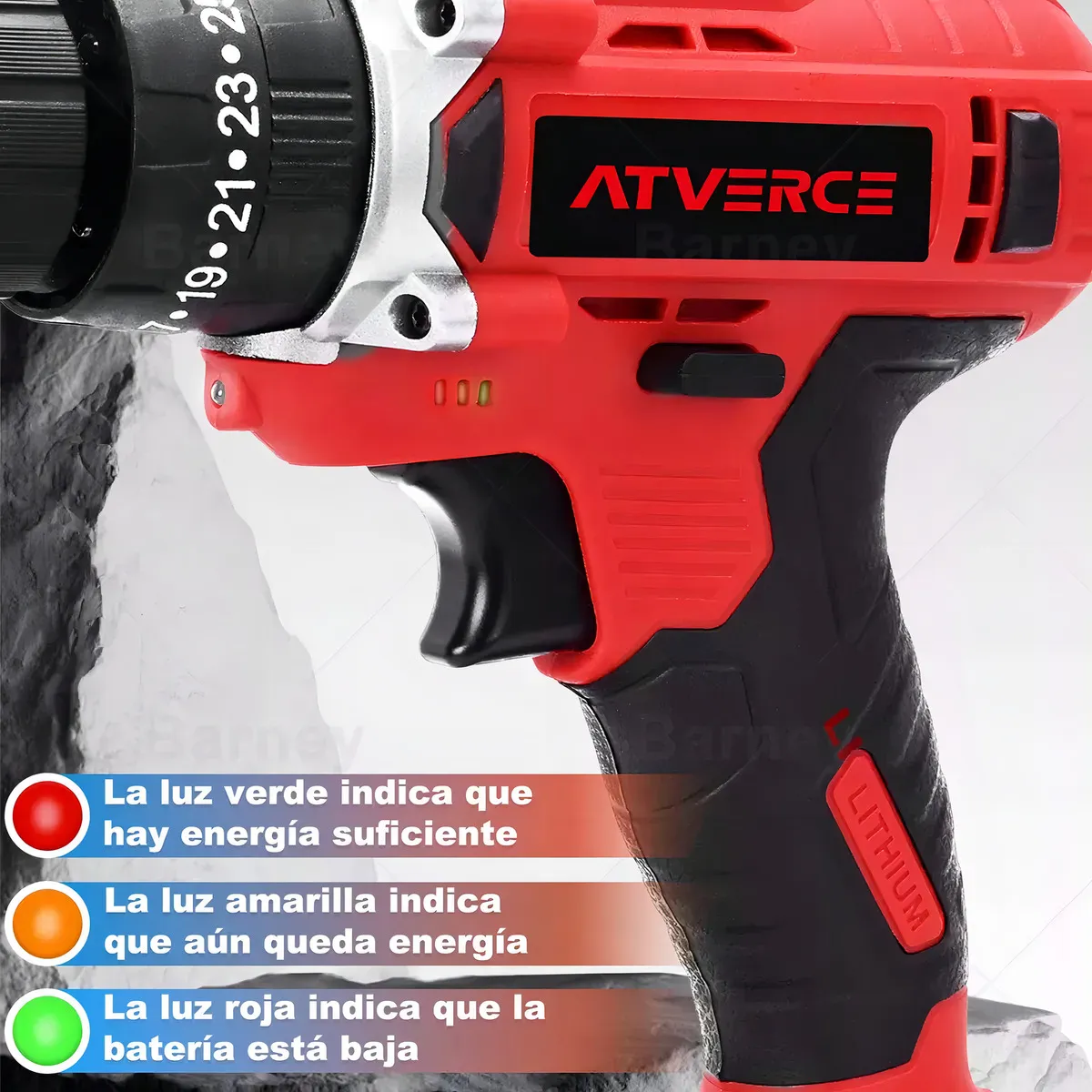 Kit Taladro Impacto Eléctrico Atornillador Inalámbrico Color Rojo Atverce