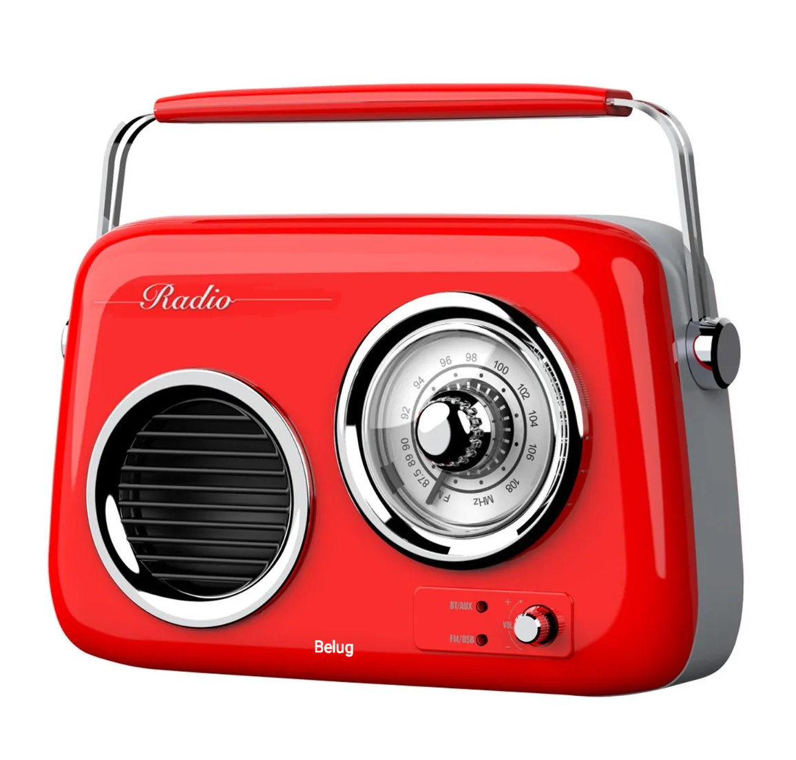 Radio Retro Portátil Vintage Recargable Bluetooth  Rojo